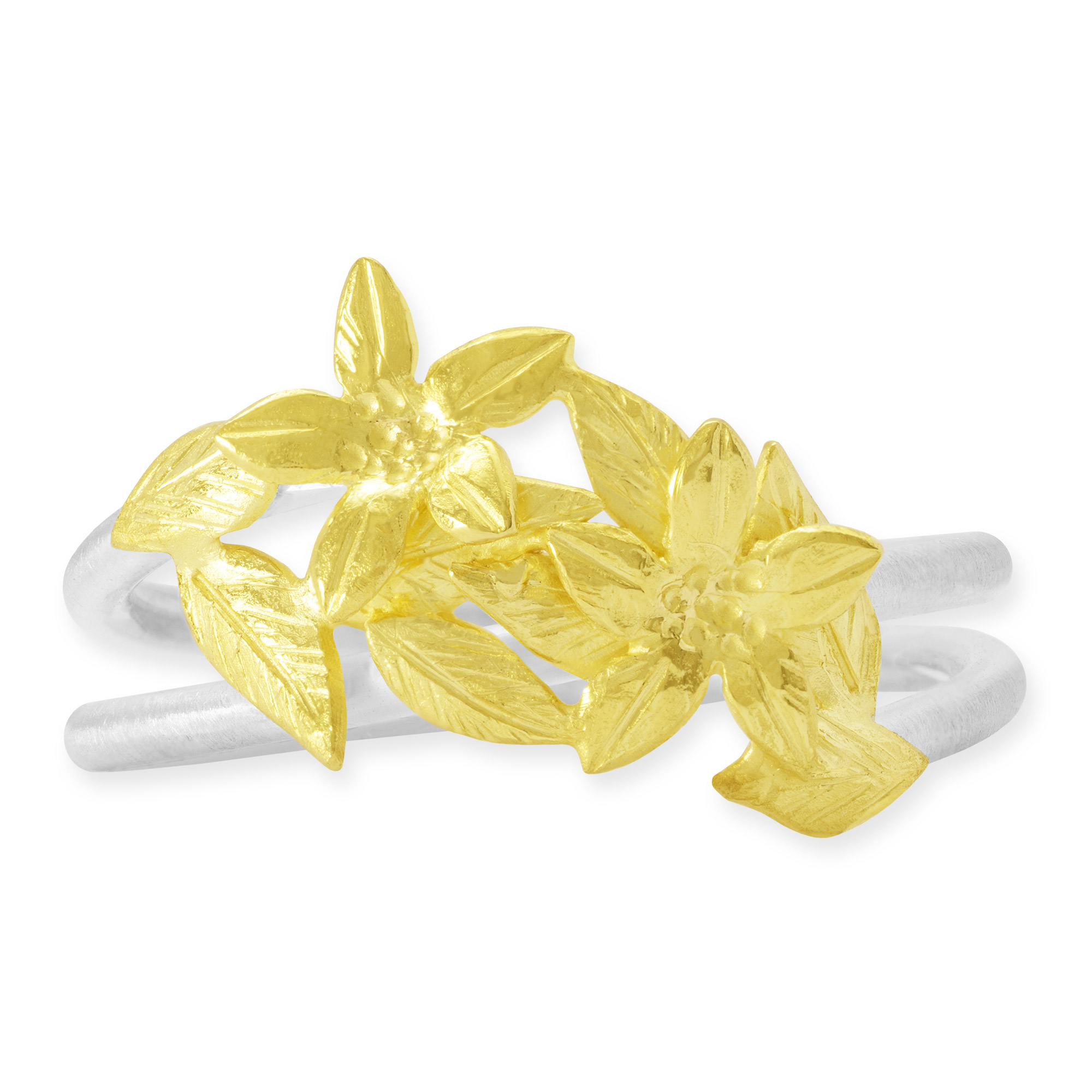 LESER Ring mit Blumen- Hawaii- Silber mit Gold
