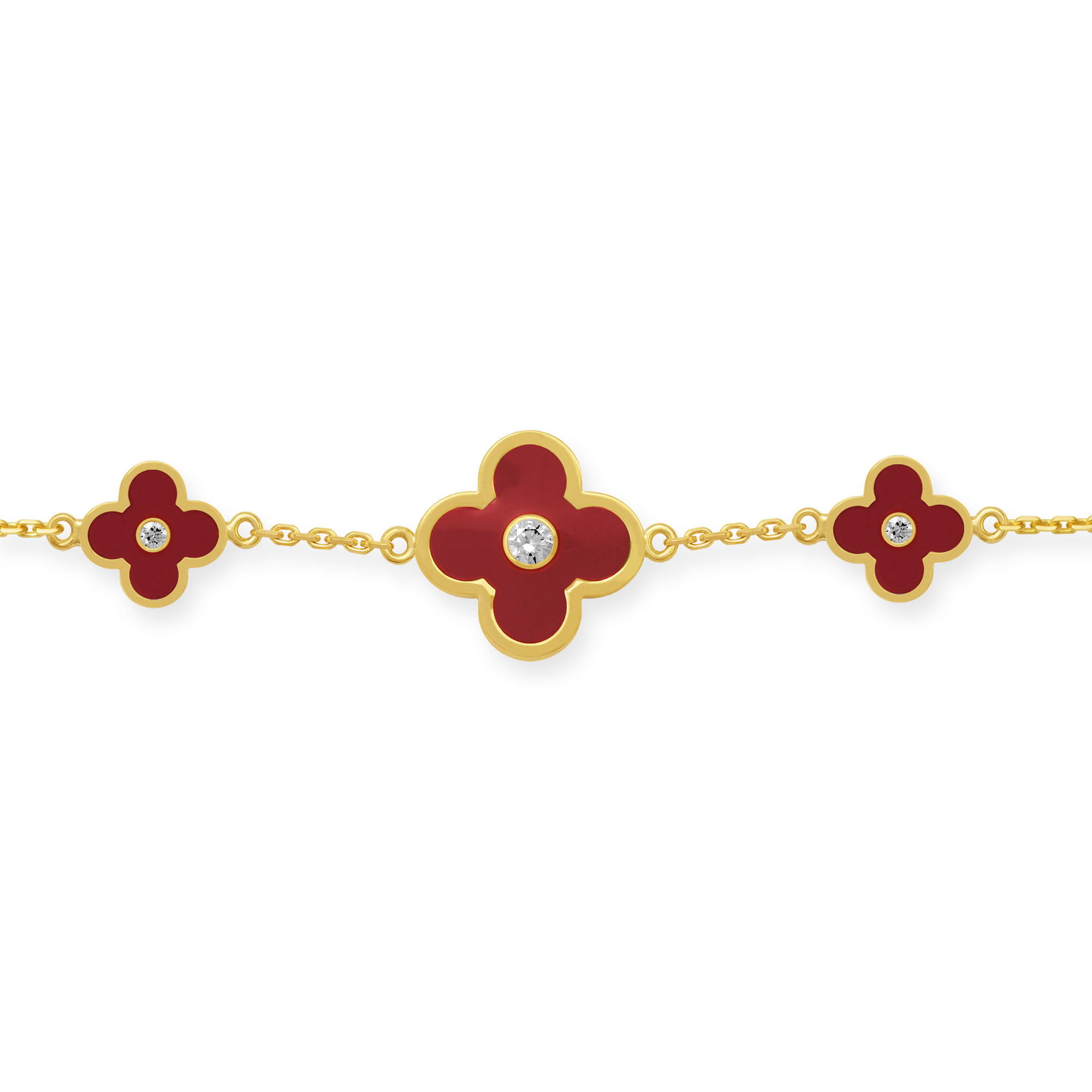 Armband mit drei roten Blumen