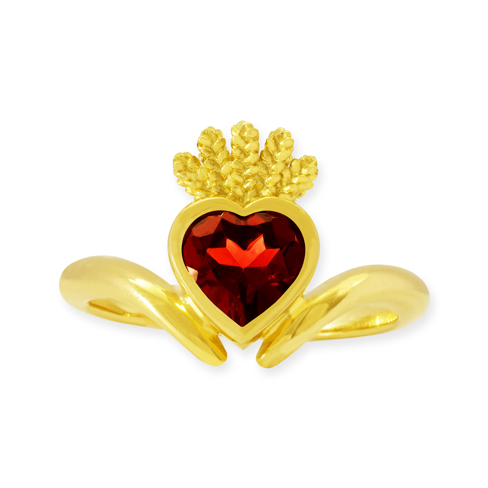 LESER Ring- Stadtschmuck Granat 750 Gelbgold