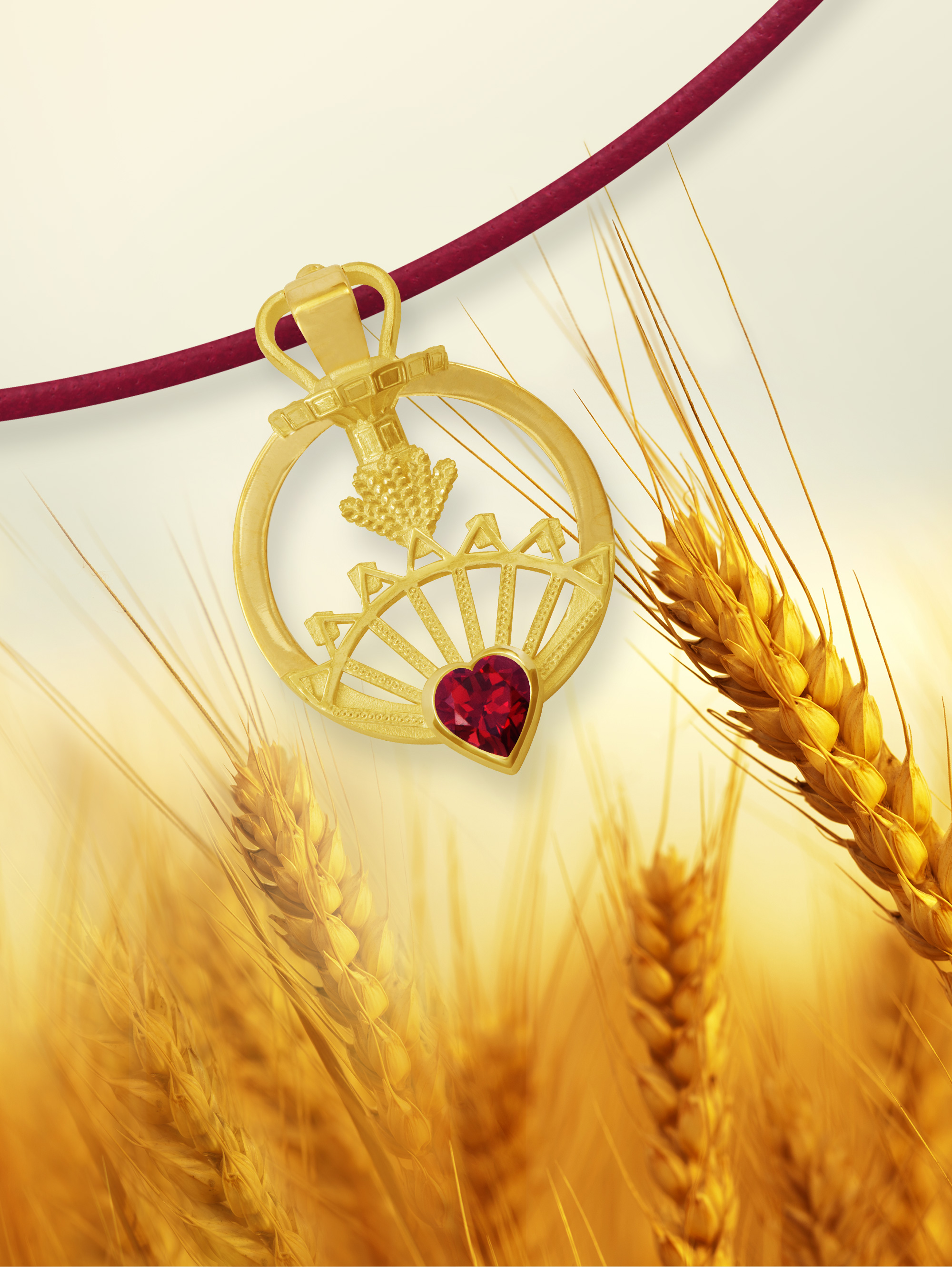 LESER Anhaenger- Stadtschmuck Straubing Volksfest Granat 750 Gelbgold