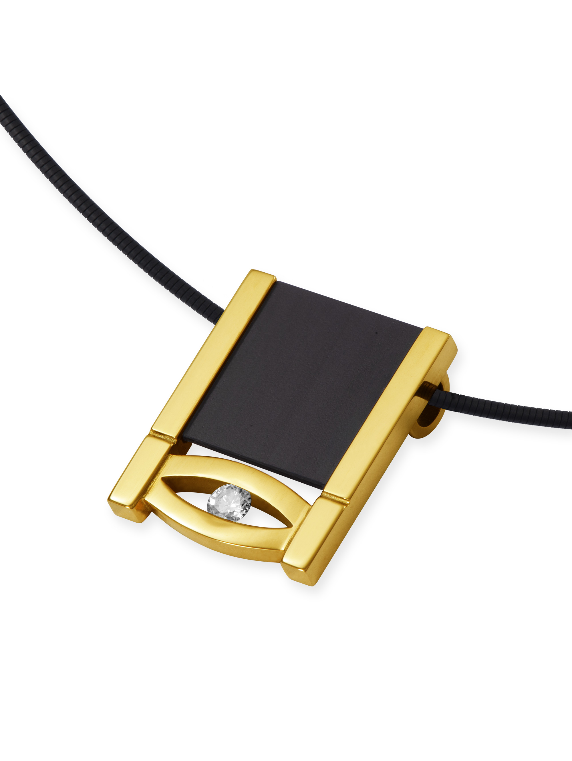 LESER Carbon-Anhaenger-116150 aus Gelbgold mit Brillant LESER Carbon-Anhaenger-116150 aus Gelbgold mit Brillant