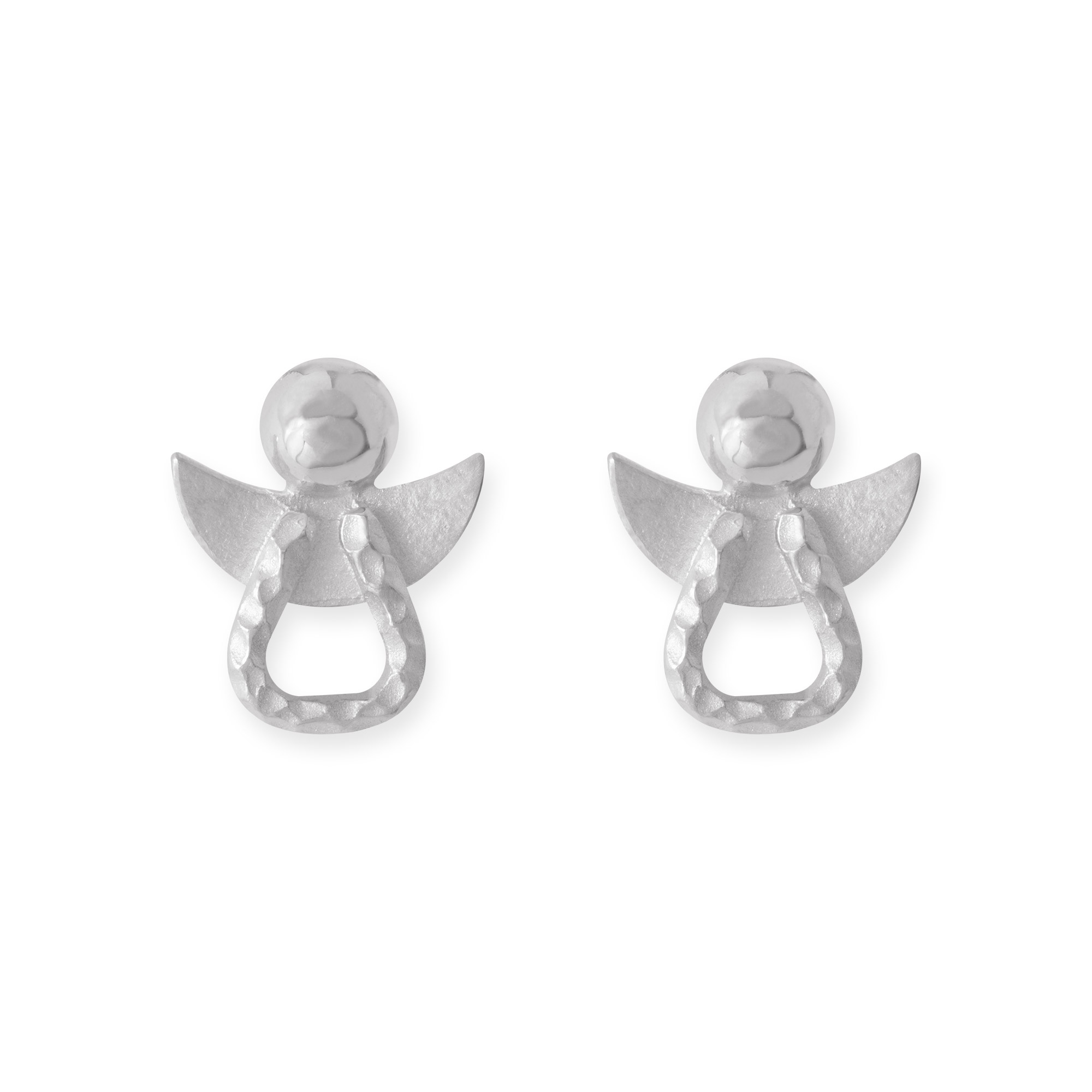 LESER Ohrstecker- Engel 750 Weissgold-Hammerschlag-121968