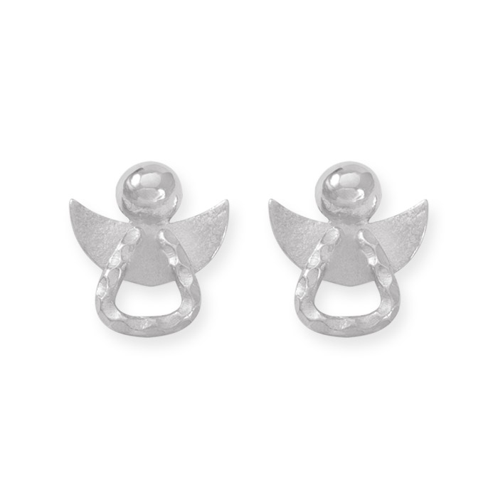 LESER Ohrstecker- Engel 750 Weissgold-Hammerschlag-121968