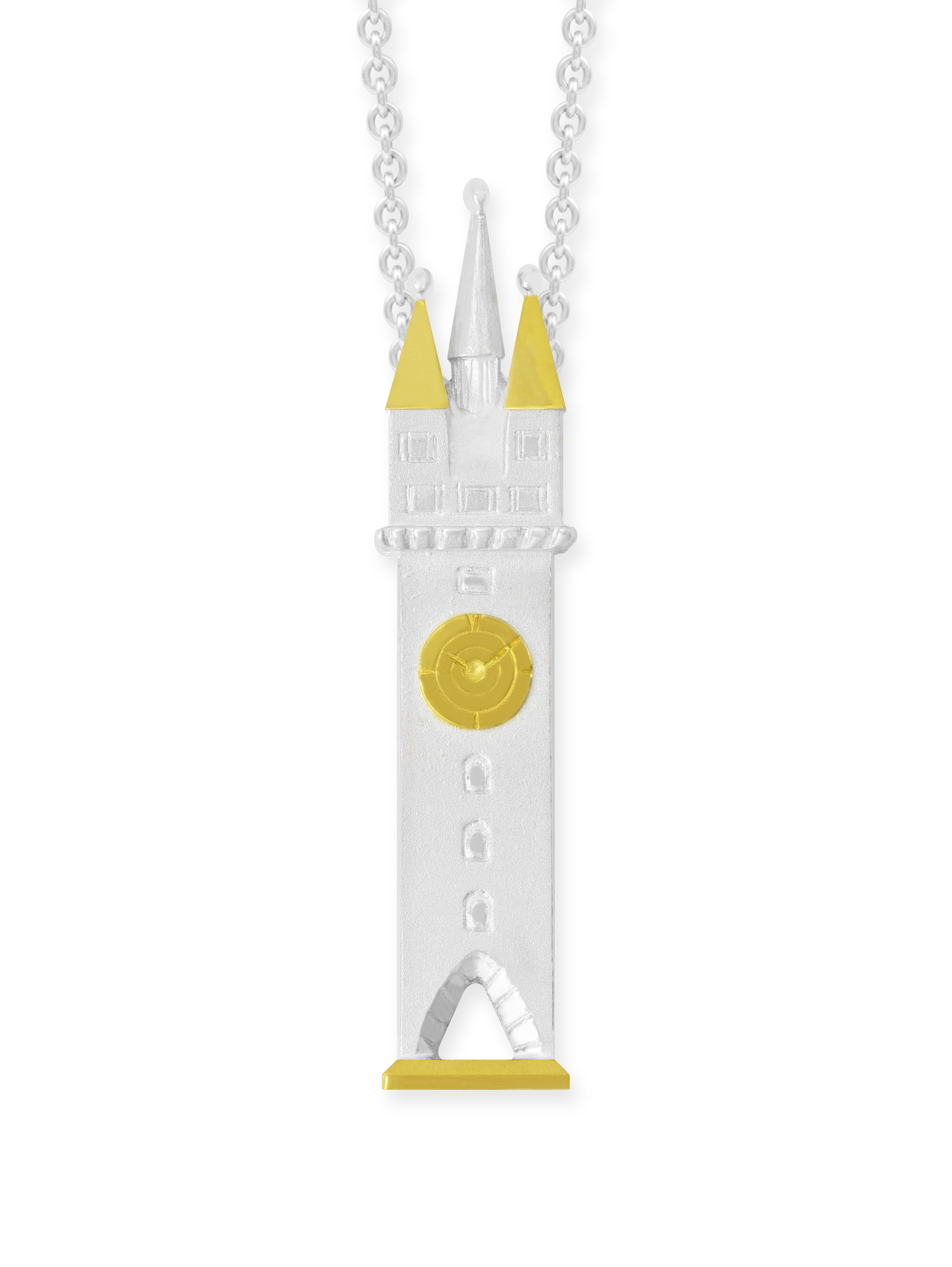 LESER Anhaenger-Stadtturm-groß-925Silber-750GG