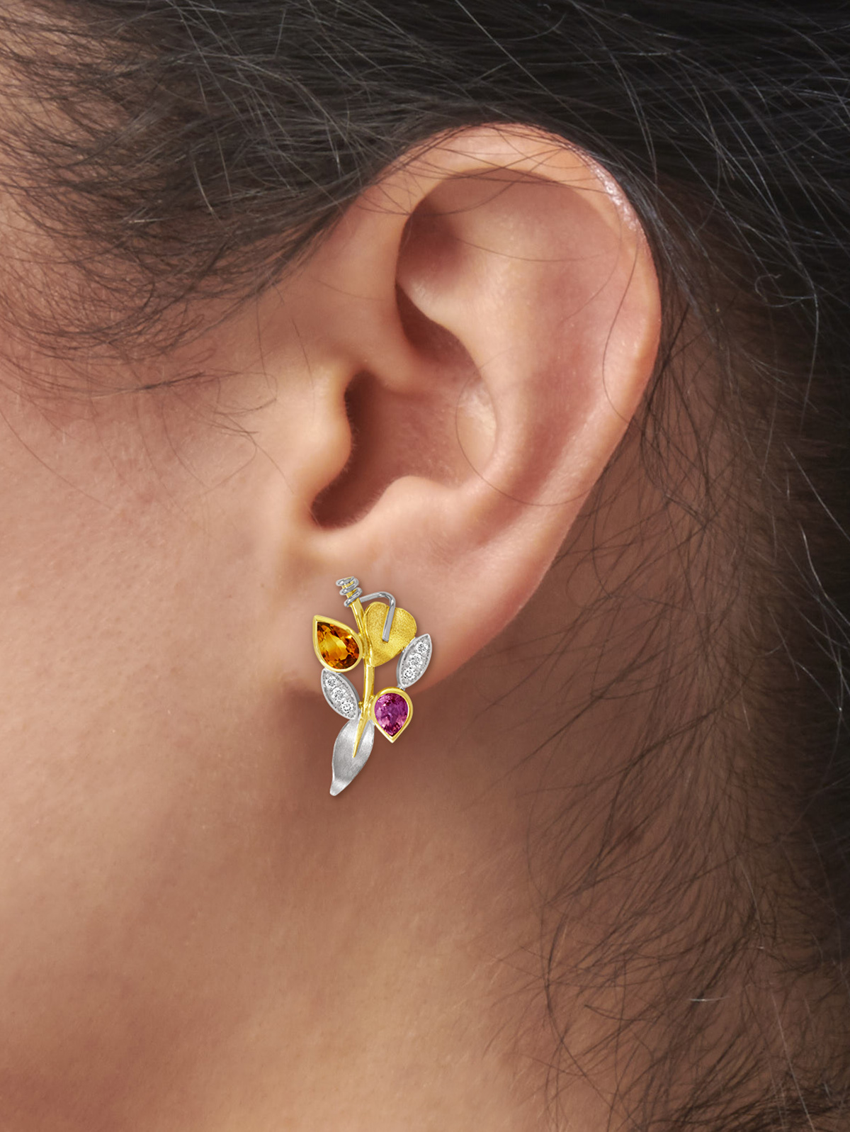 LESER Modelbilder-Ohr-Gelbgold-Saphir-Citrin-Brillanten-122109