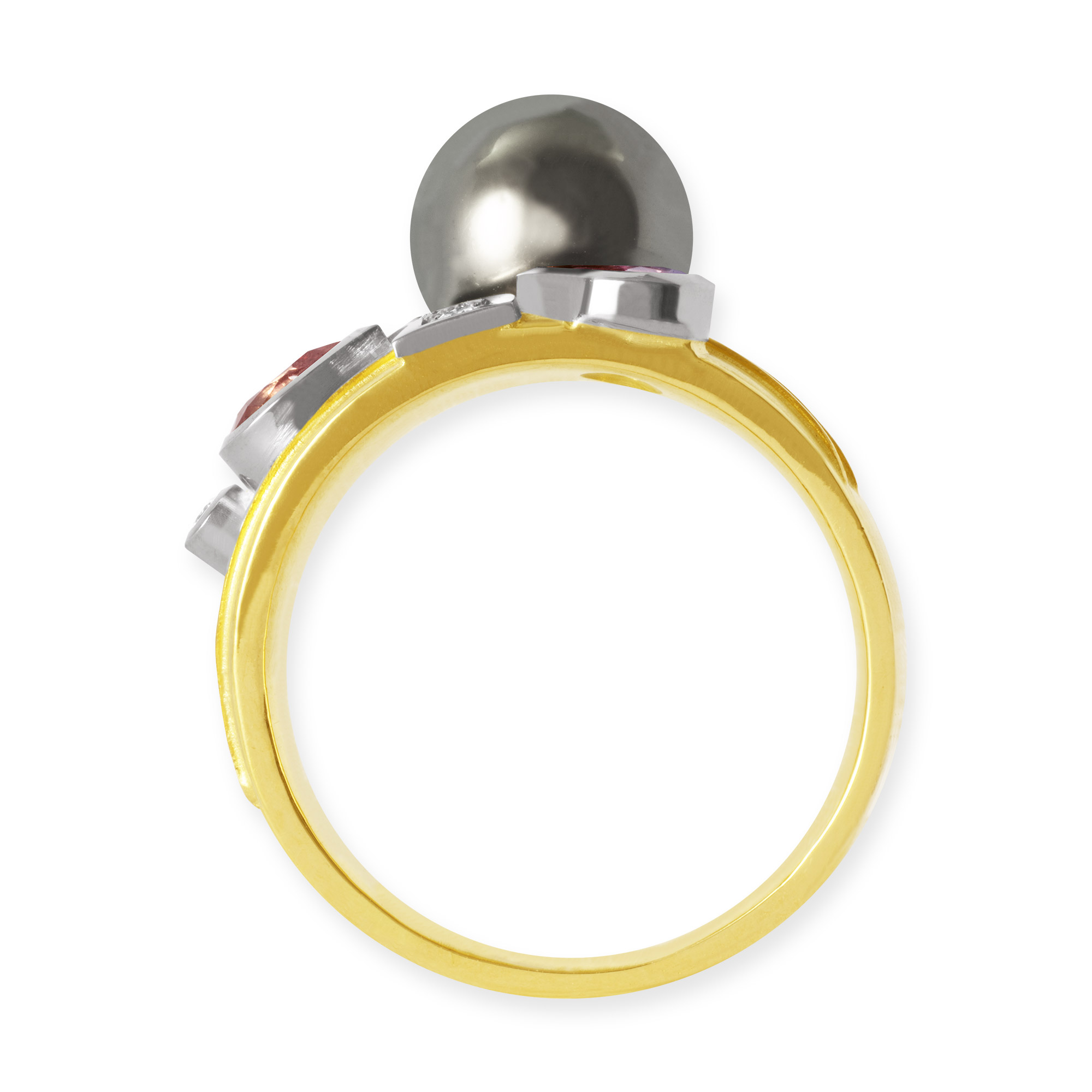 LESER Ring- Tahitiperle-Gelbgold-Weißgold-Saphir-Brillanten-123536