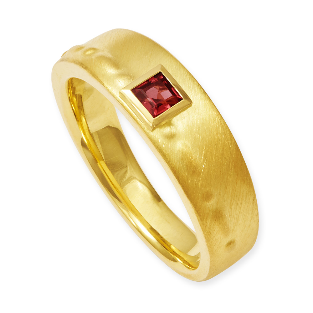 LESER Ring-Granat 750 Gelbgold