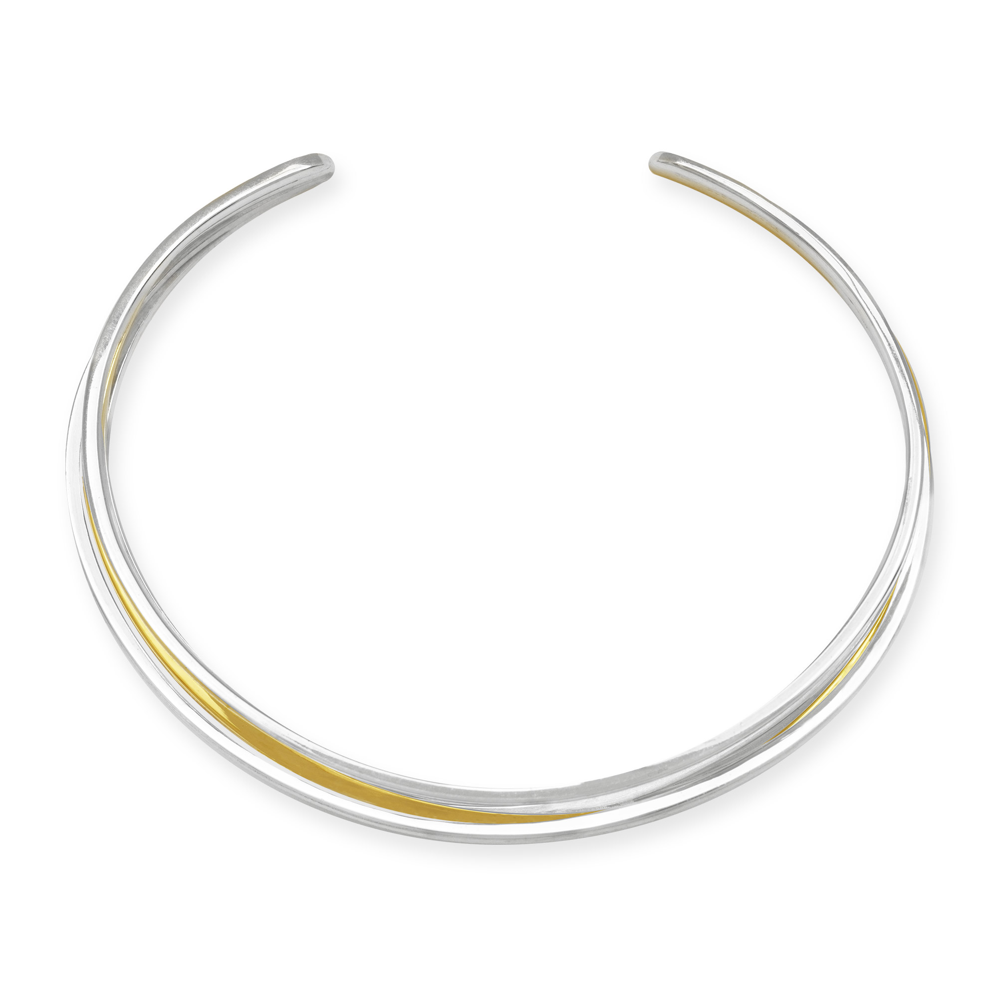 Armspange aus 925 Silber und 750 Gelbgold (18 Karat). Ansicht von oben