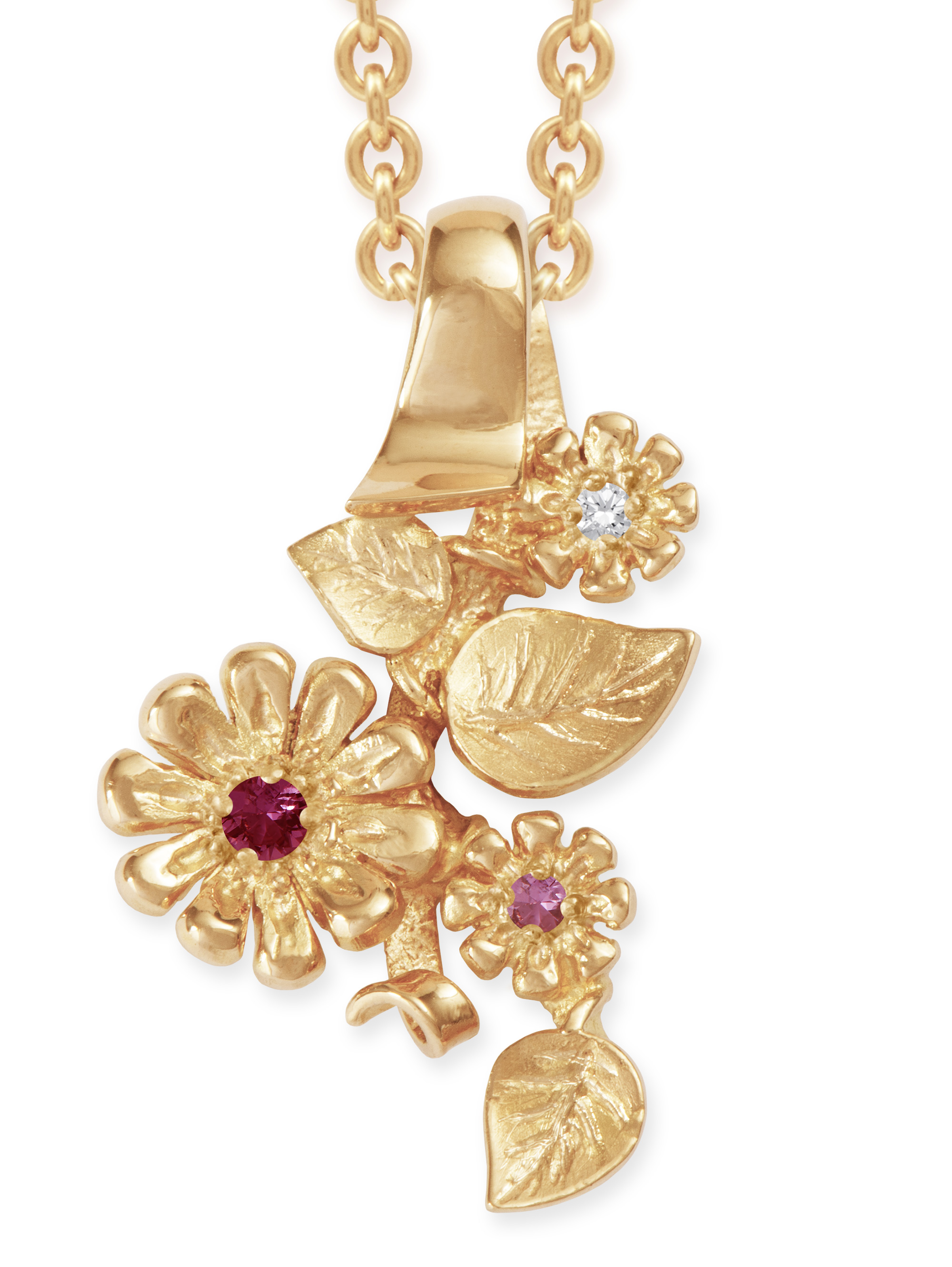 LESER Bluetentraum-Blumen-Anhaenger 750 Rotgold mit Saphir und Brillant LESER Bluetentraum-Blumen-Anhaenger 750 Rotgold mit Saphir und Brillant