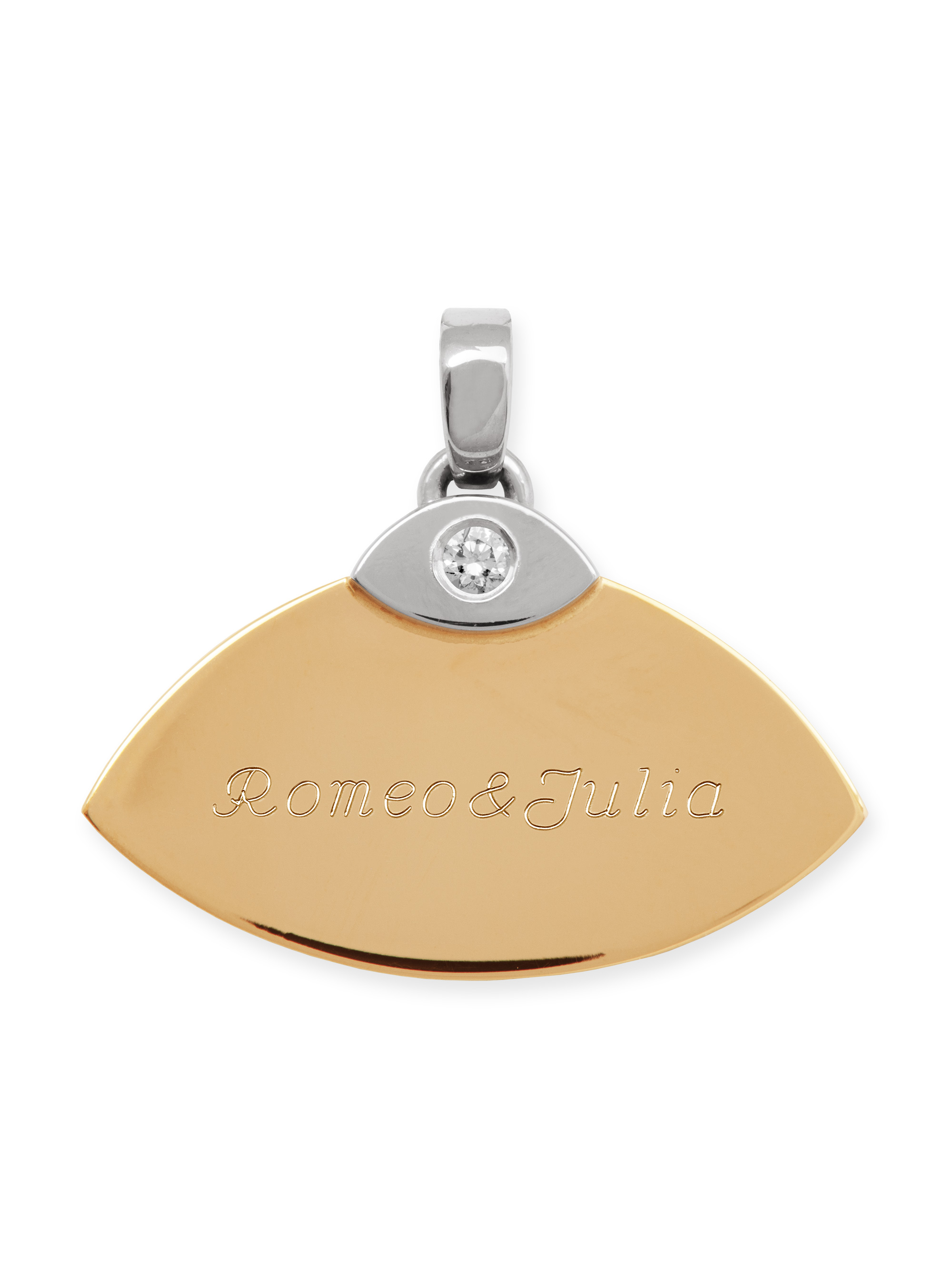 LESER Gravur Anhänger- 750 Roségold 750 Weißgold-Beispiel LESER Gravur Anhänger- 750 Roségold 750 Weißgold-Beispiel
