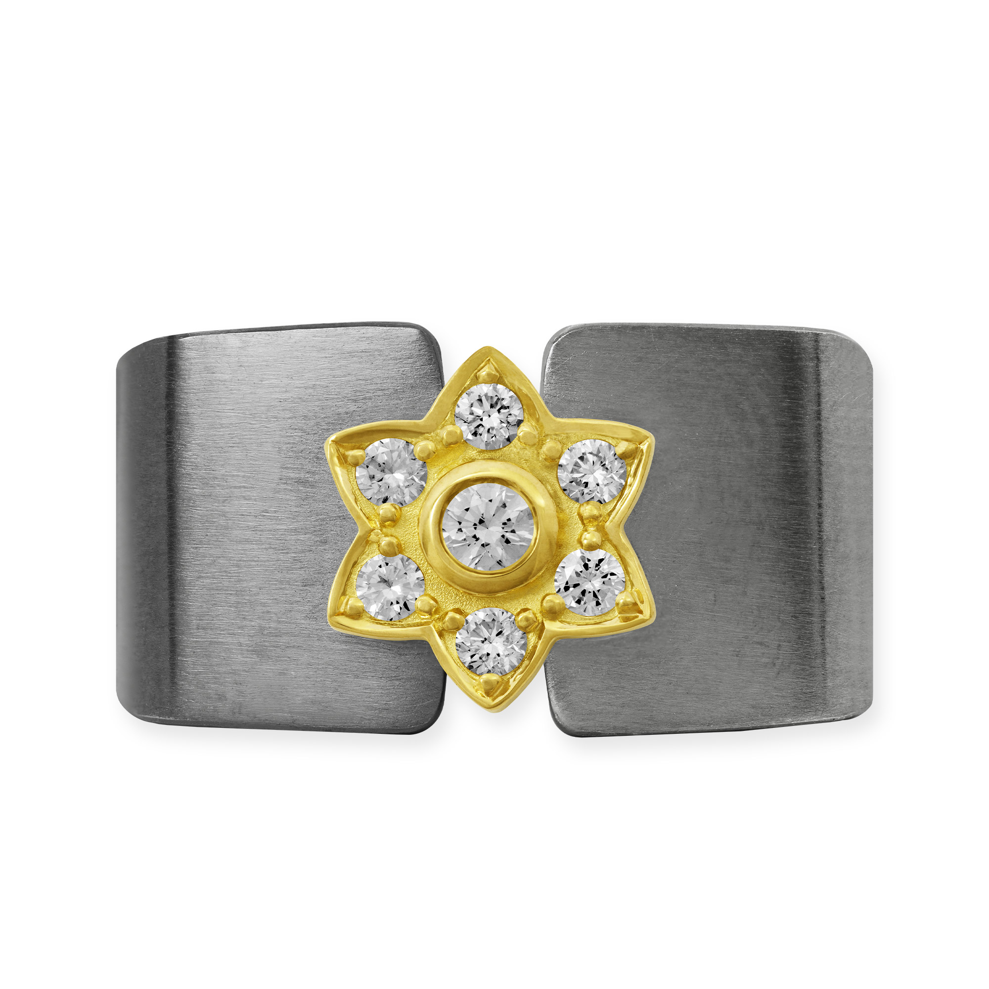 LESER Ring-Flowerstar-Gelbgold-Silberoxydiert-Brillanten-122720 LESER Ring-Flowerstar-Gelbgold-Silberoxydiert-Brillanten-122720
