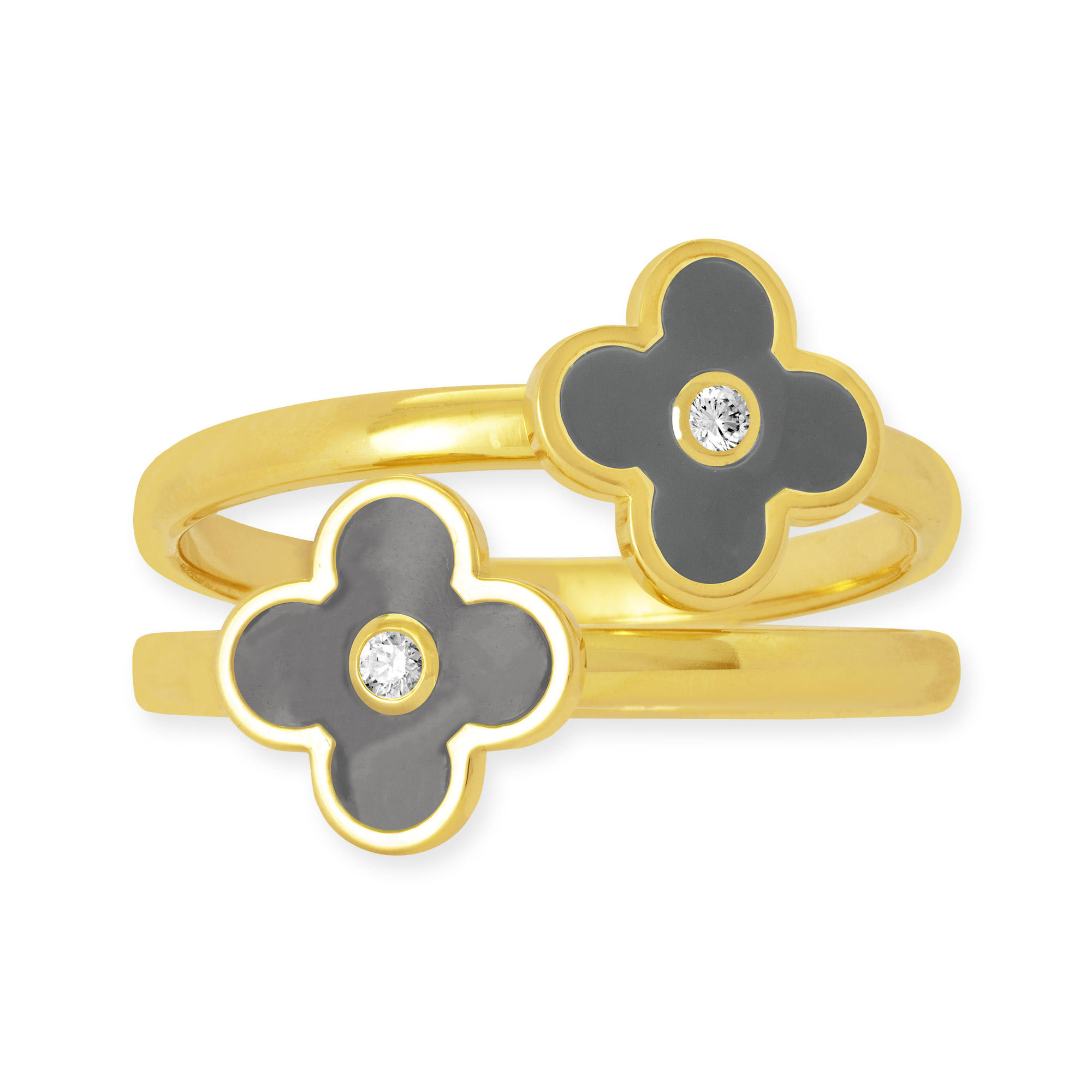 Ring mit zwei grauen Blumen Ring mit zwei grauen Blumen