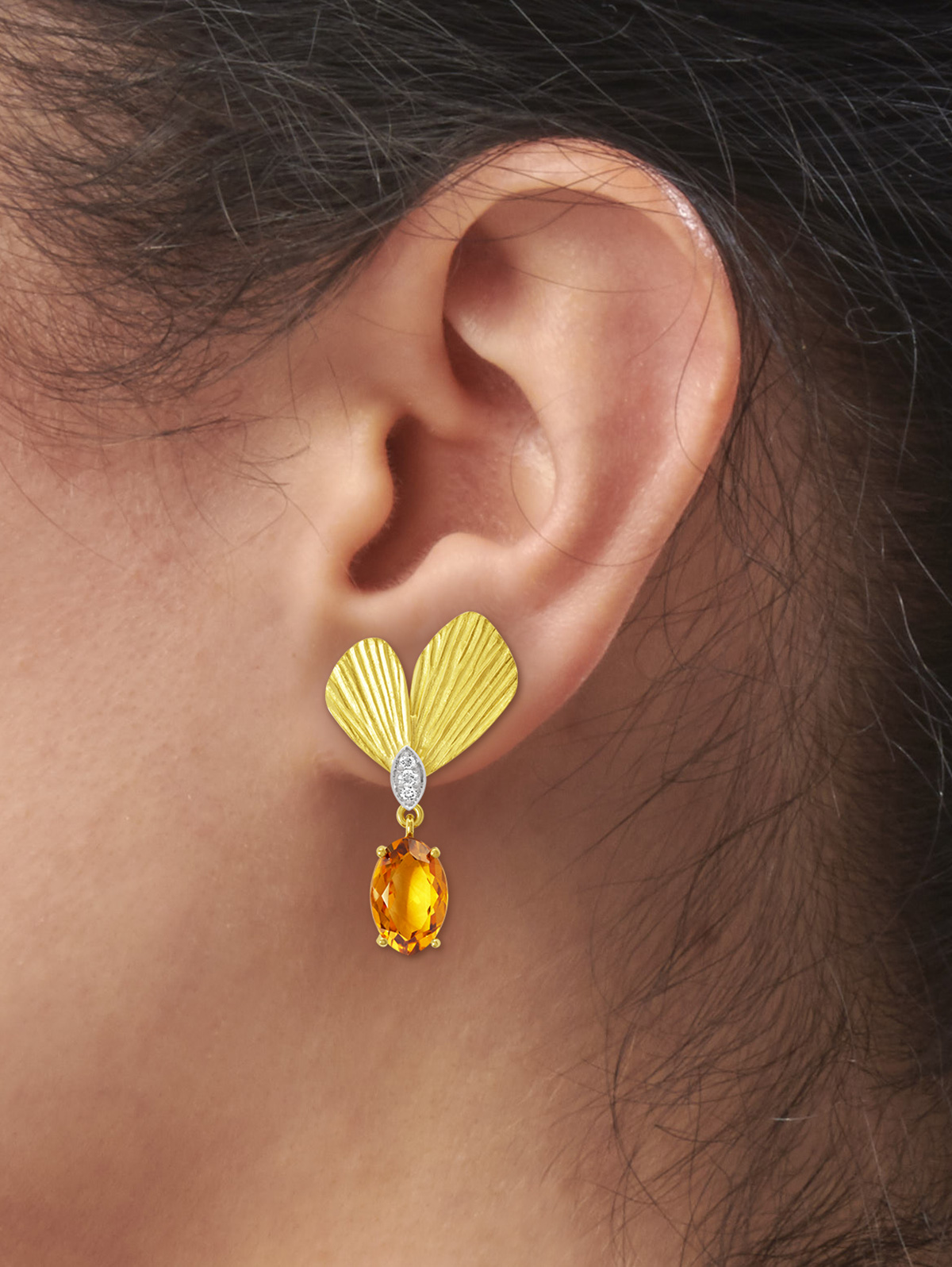 LESER Modelbilder-Ohr-Gelbgold-Weißgold-Citrin-Brillanten-122568