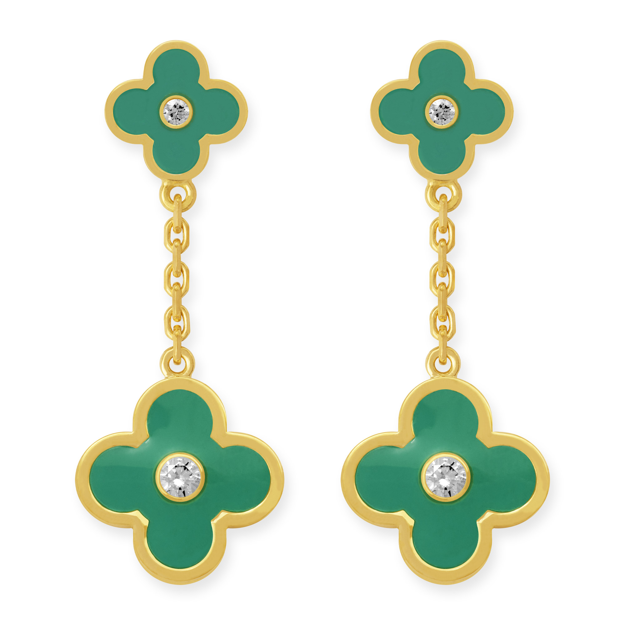 Ohrstecker hängend mit zwei Grünen Blumen
