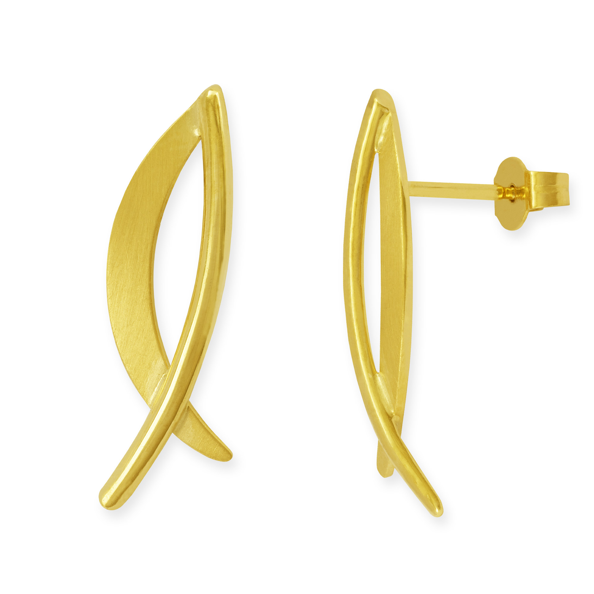 Gelbgold Fisch-Ohrstecker - 122355