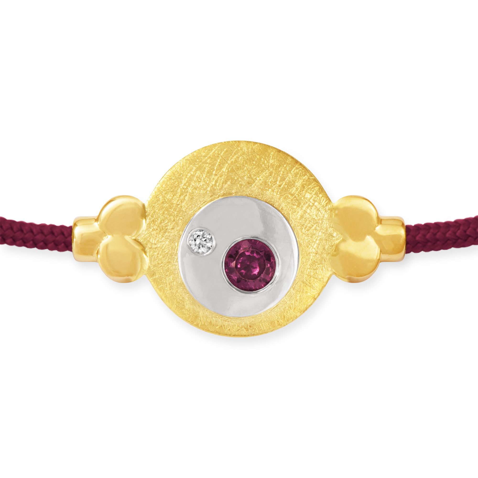 LESER Armband- 585 Gelbgold 925 Silber Rubin