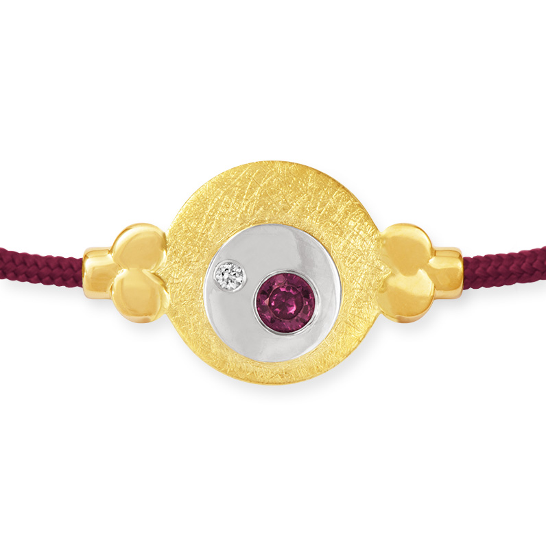 LESER Armband- 585 Gelbgold 925 Silber Rubin