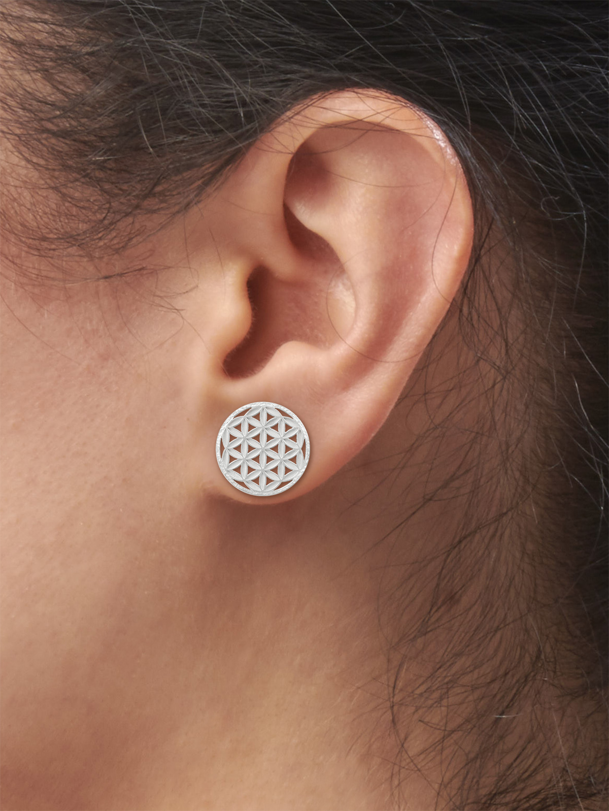 Modelbild-Blume des Lebens Ohrstecker aus 925 Silber Modelbild-Blume des Lebens Ohrstecker aus 925 Silber
