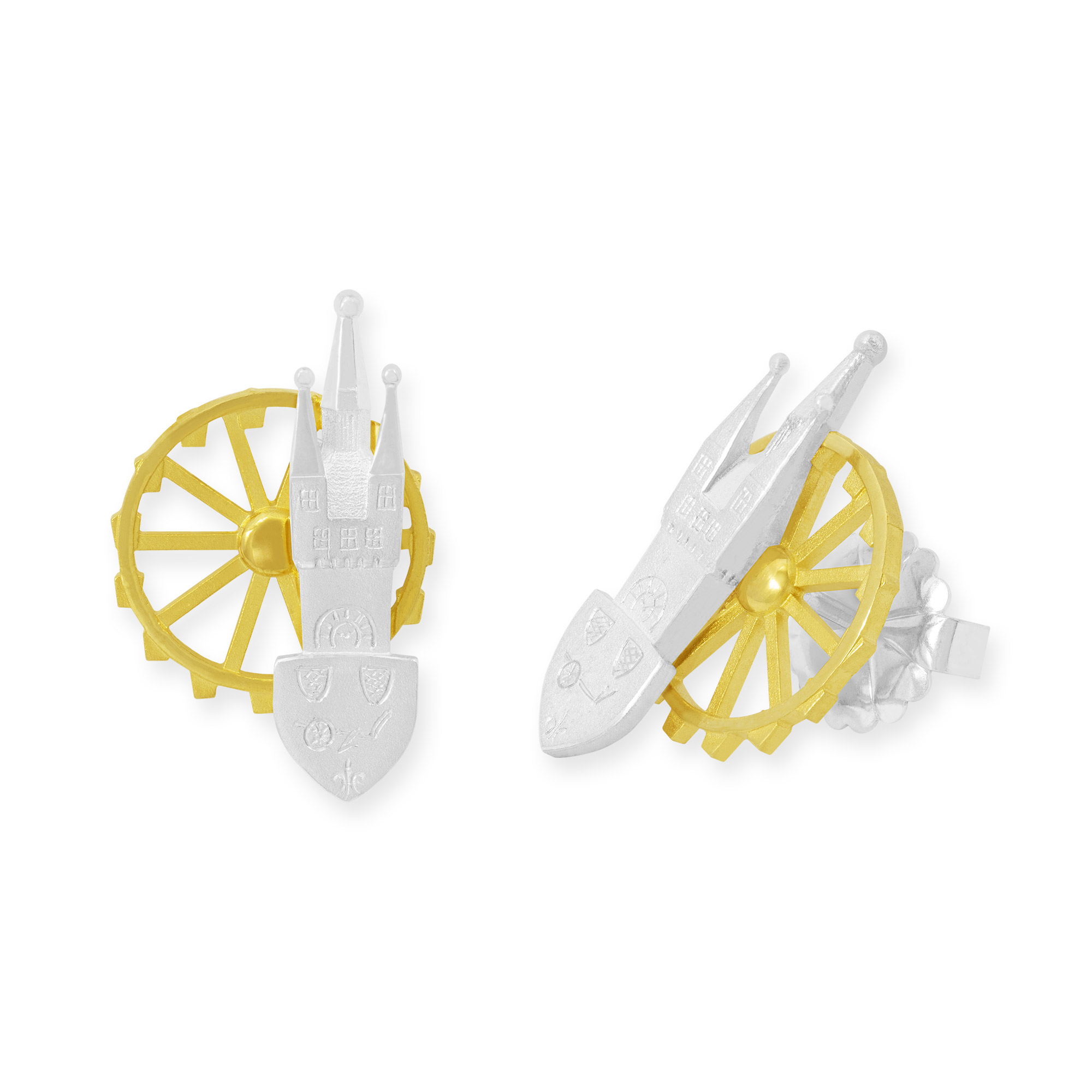 LESER Ohrstecker- Stadtschmuck Riesenrad Straubing Gelbgold Silber