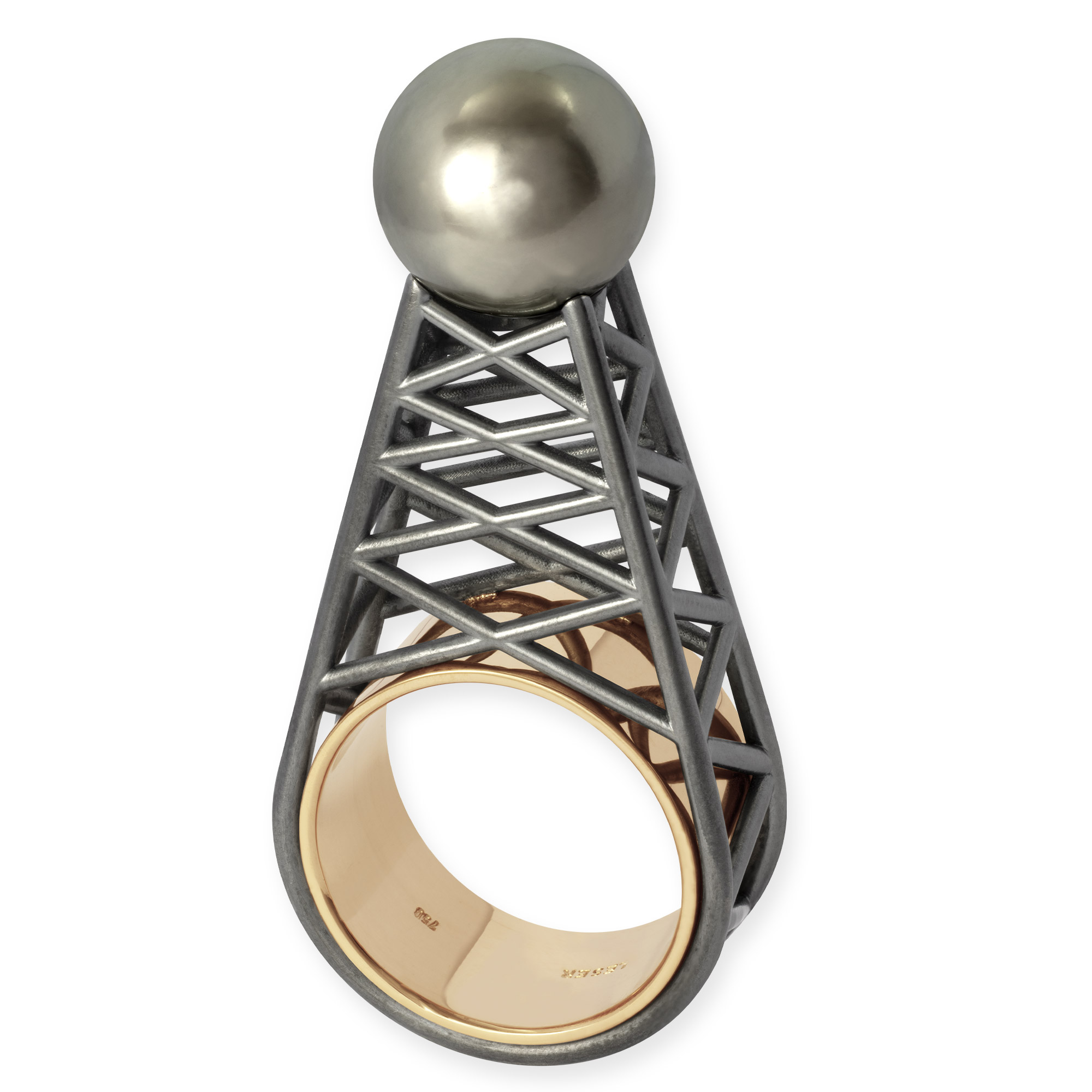 LESER Ring- Tahitiperle-Silver oxydiert-Roségold-123184