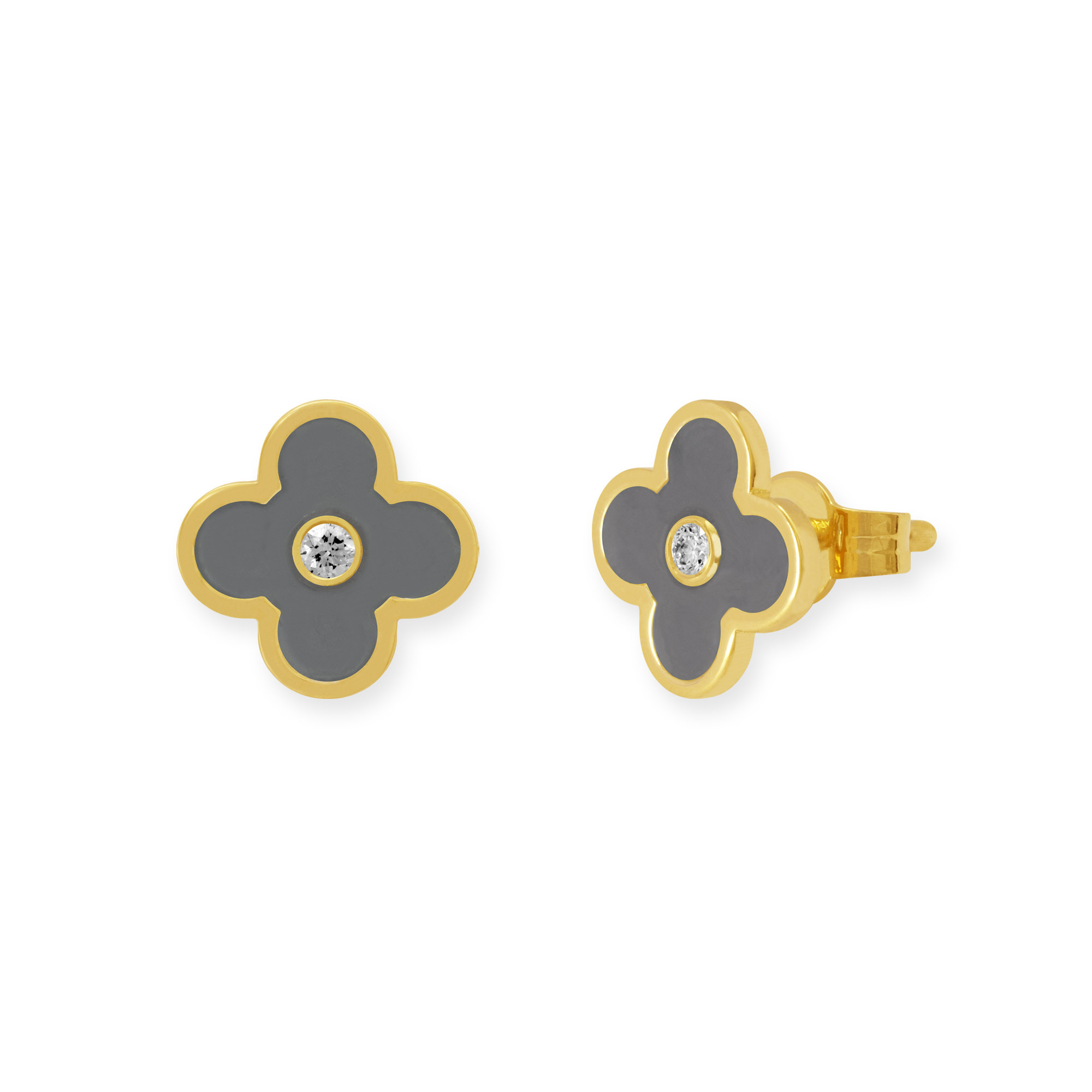 LESER Ohrstecker-Kleeblatt-L1114-Grau-121631