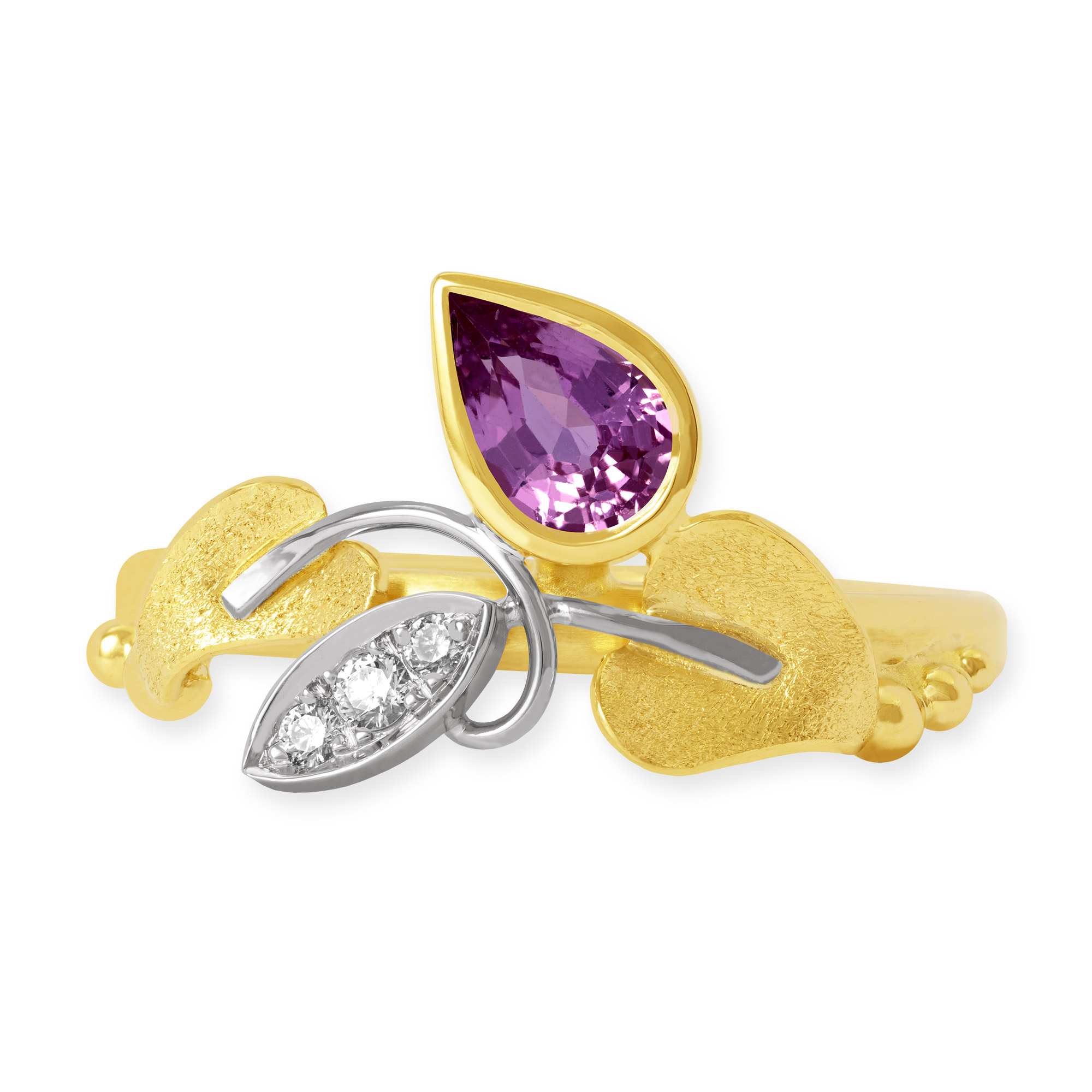 LESER Ring- Poesie-Gelbgold-Weißgold-Saphir-Brillanten-122713