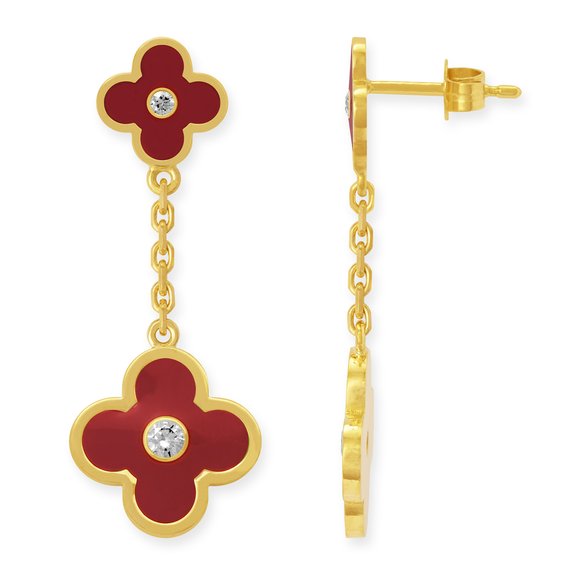 Ohrstecker hängend mit zwei Roten Blumen