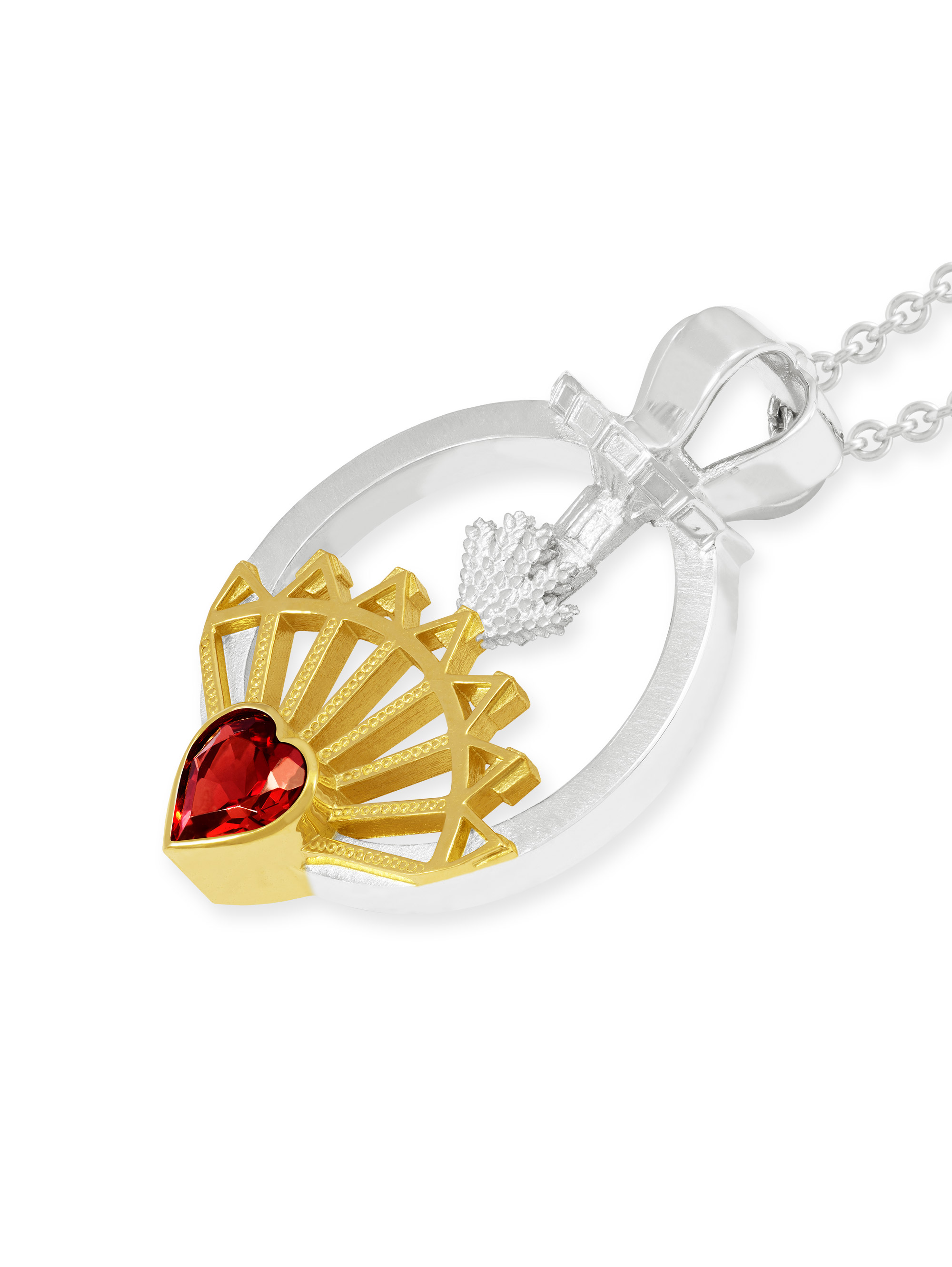 LESER Anhaenger- Stadtschmuck Straubing Volksfest Granat 750 Gelbgold 750 Weissgold