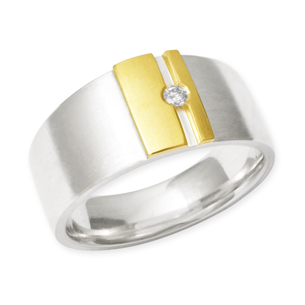 LESER Ring-925 SIlber  750 Gelbgold