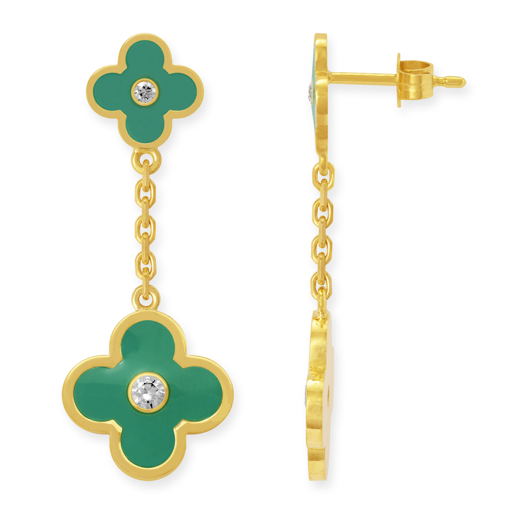 Ohrstecker hängend mit zwei Grünen Blumen