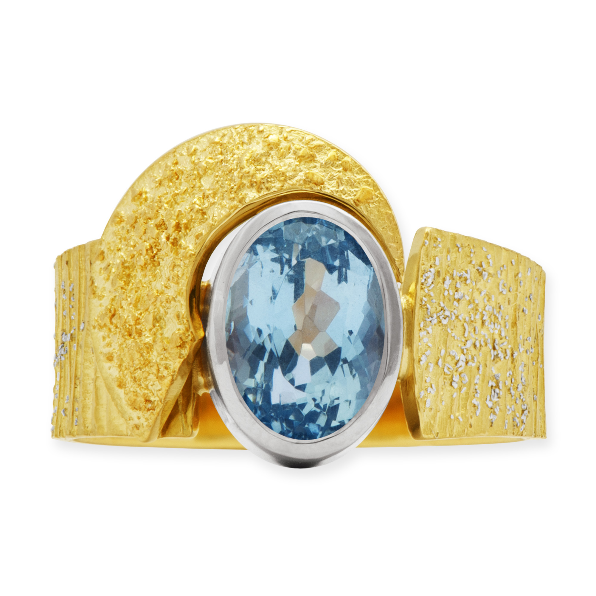 LESER Ring-Unikat Aquamarin Seerose 750 Gelbgold