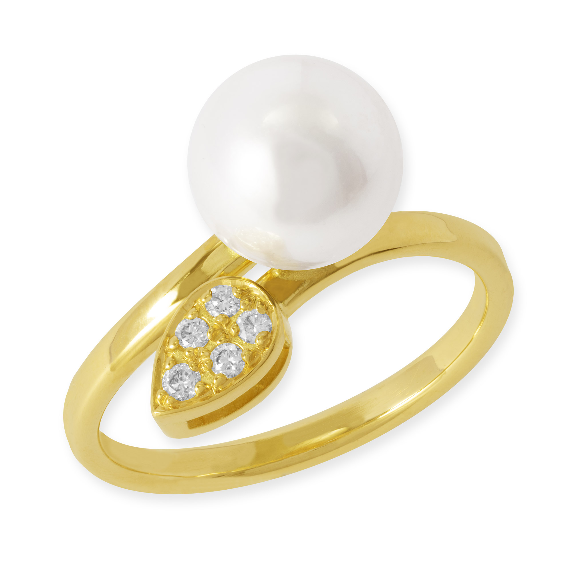 LESER Ring-750 Gelbgold-Brillanten-Perle-122828