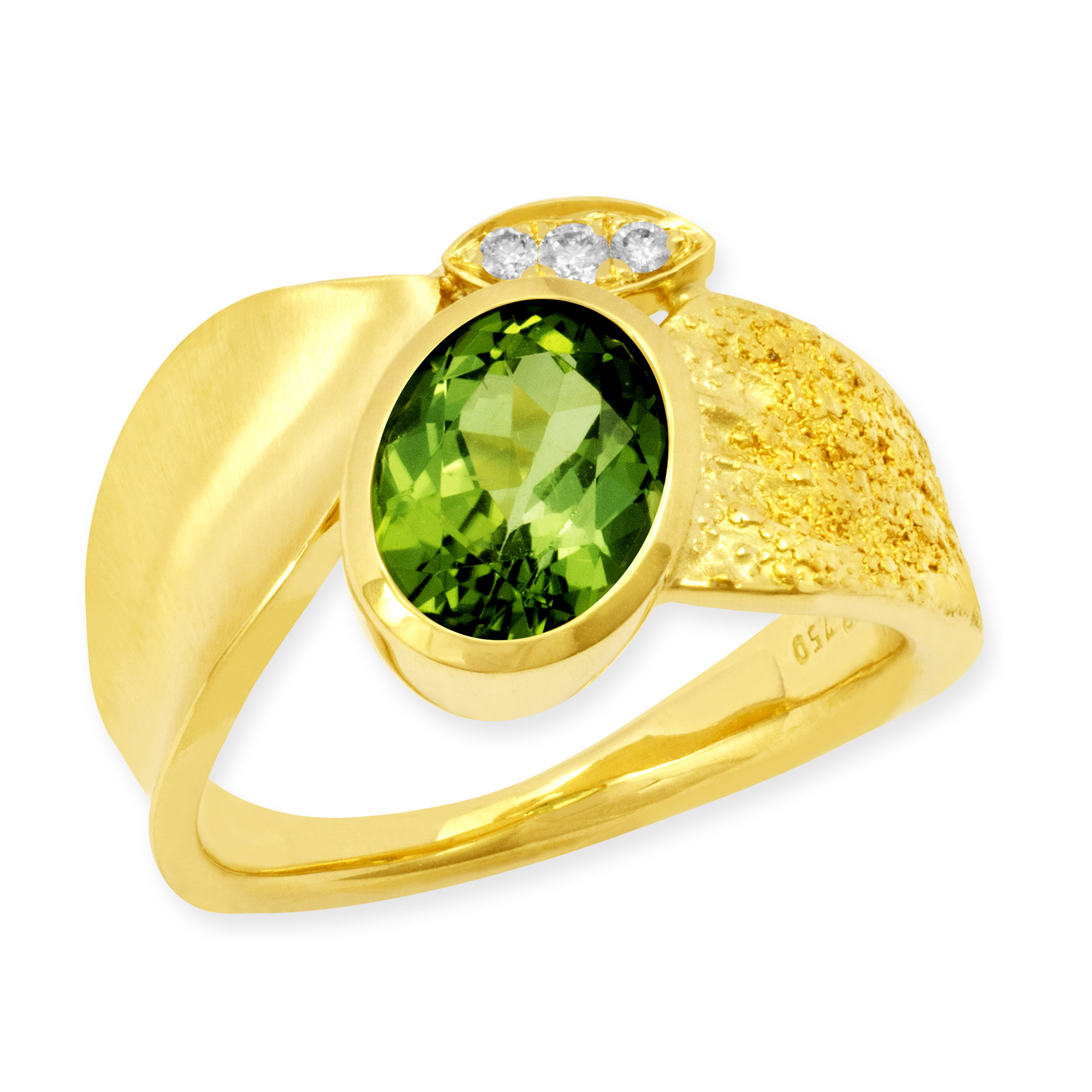 Ring Albero aus 750 Gelbgold mit Turmalin und Brillanten