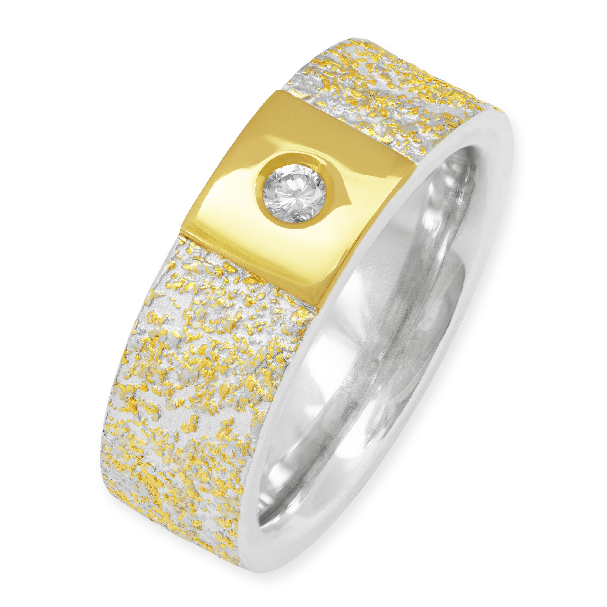 Silber Ring mit Gold bestreu und ein Brillant - 122325