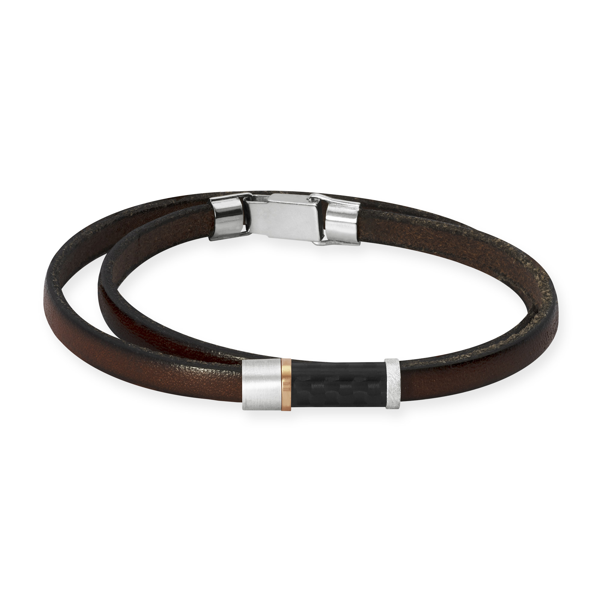 LESER -Carbon-Armband-Leder-750RG-925Silber LESER -Carbon-Armband-Leder-750RG-925Silber