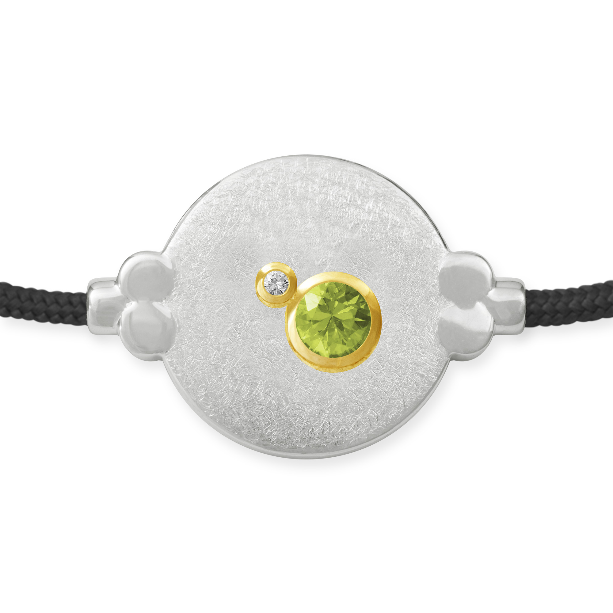 LESER Armband- 925 Silber Peridot Seide