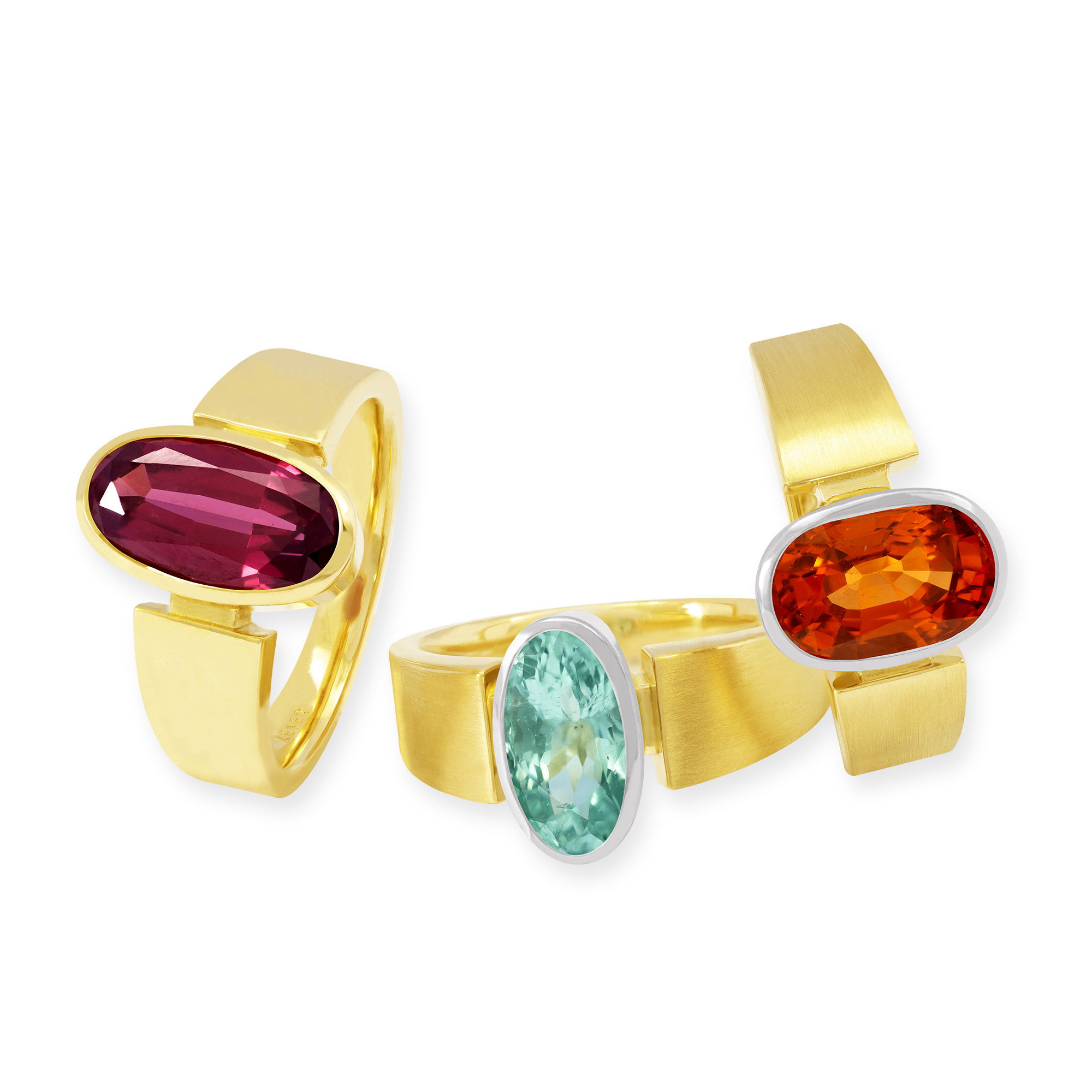 LESER Ring-Gelbgold- Ringe mit verschiedenen Edelsteine