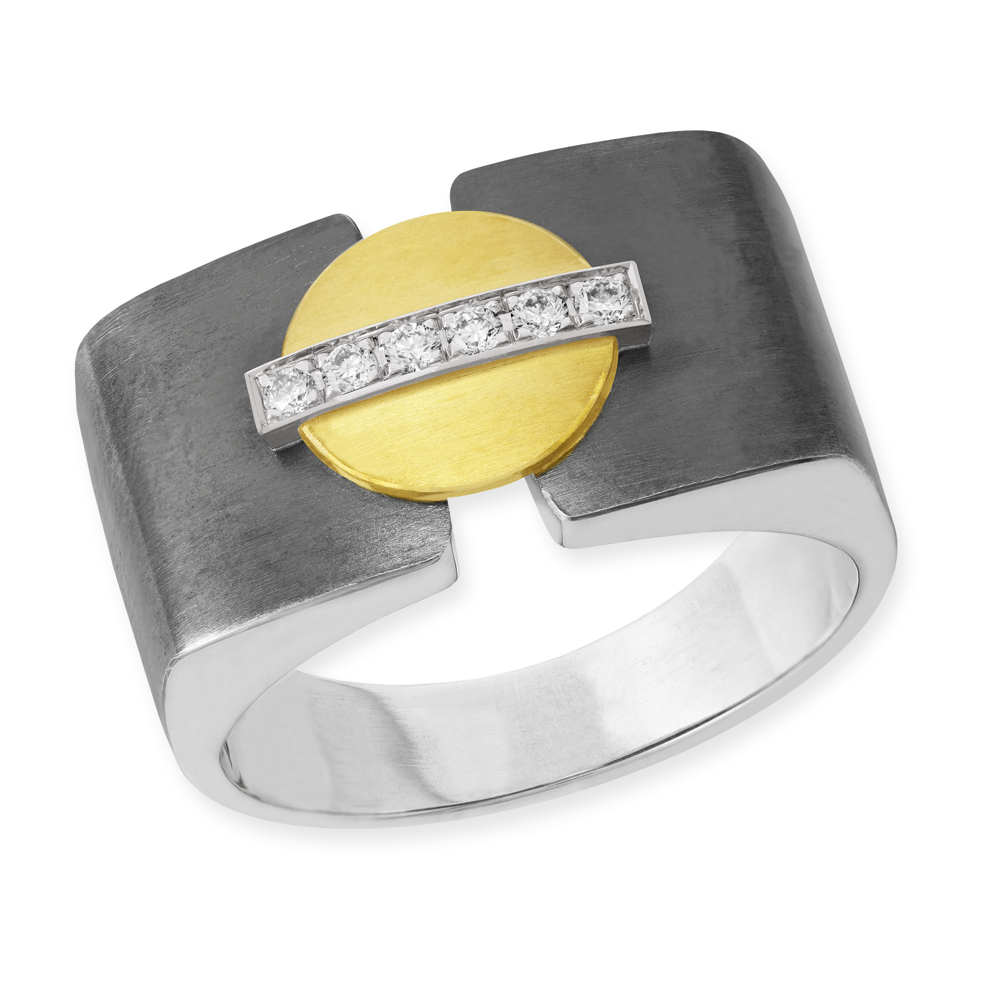 LESER Ring- Silber oxydiert-Gelbgold-Weißgold-Brillanten-122627
