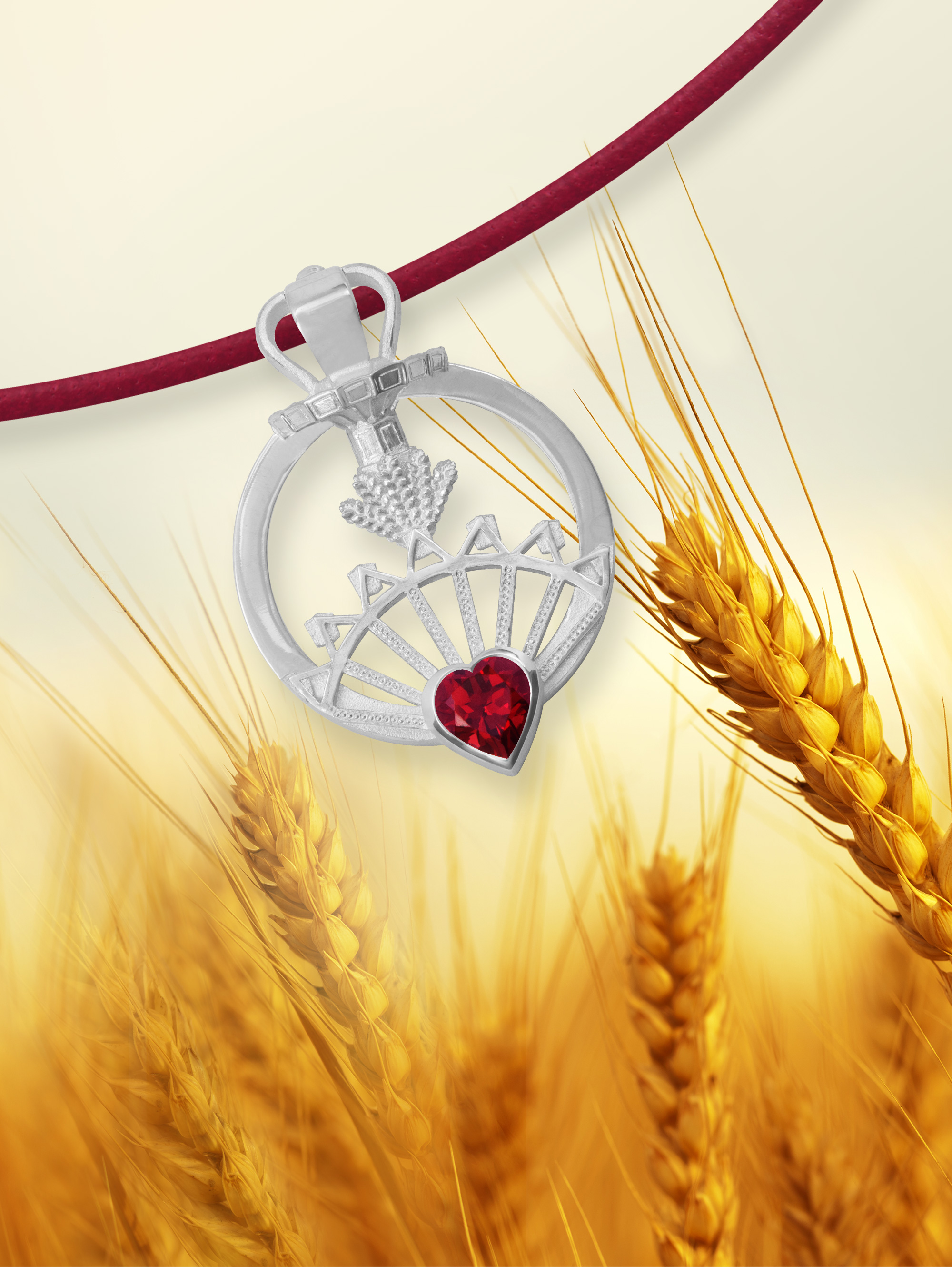 LESER Anhaenger- Stadtschmuck Straubing Volksfest Granat 750 Weissgold