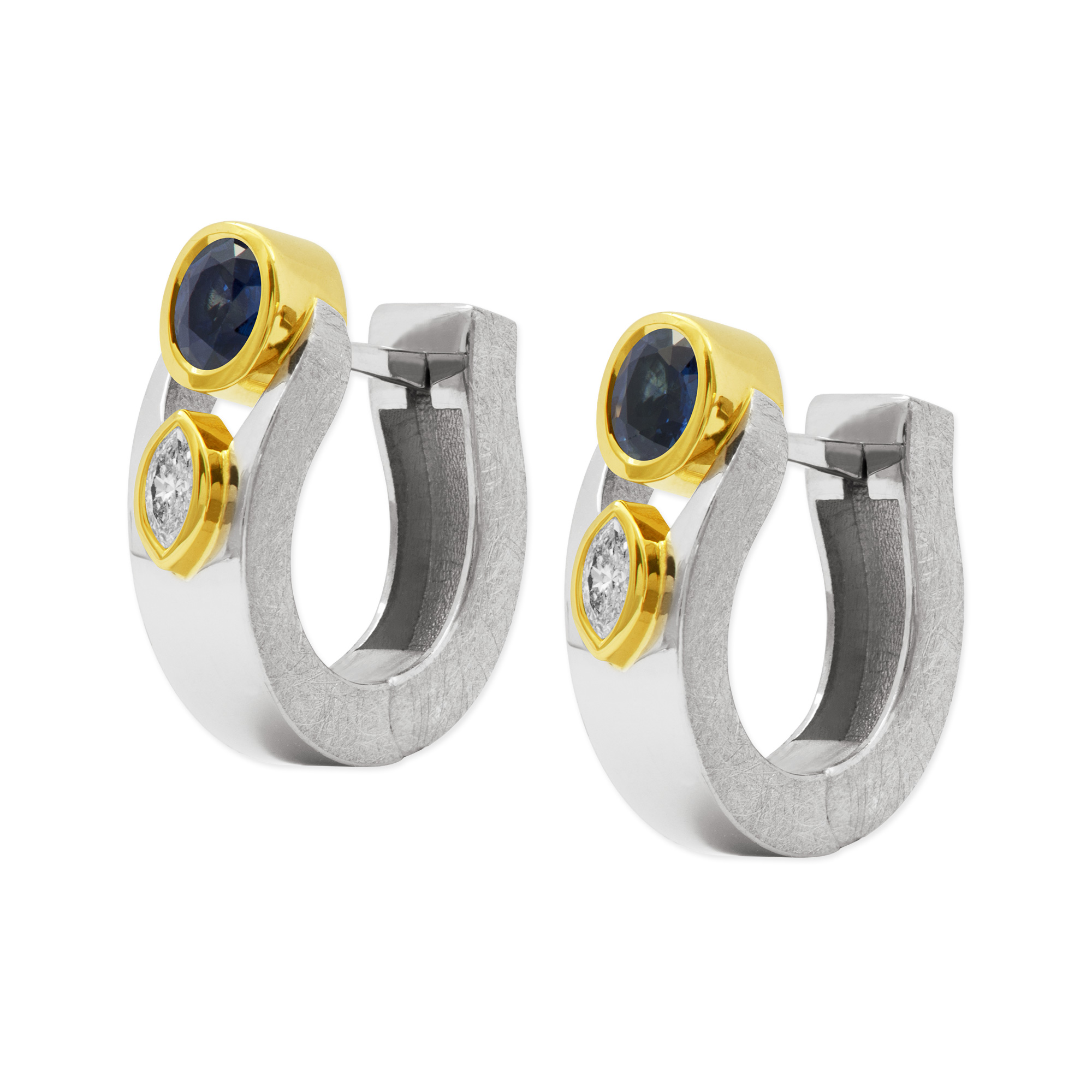 LESER Creolen-Unikat Saphir 750 Weissgold 750 Gelbgold-119298 LESER Creolen-Unikat Saphir 750 Weissgold 750 Gelbgold