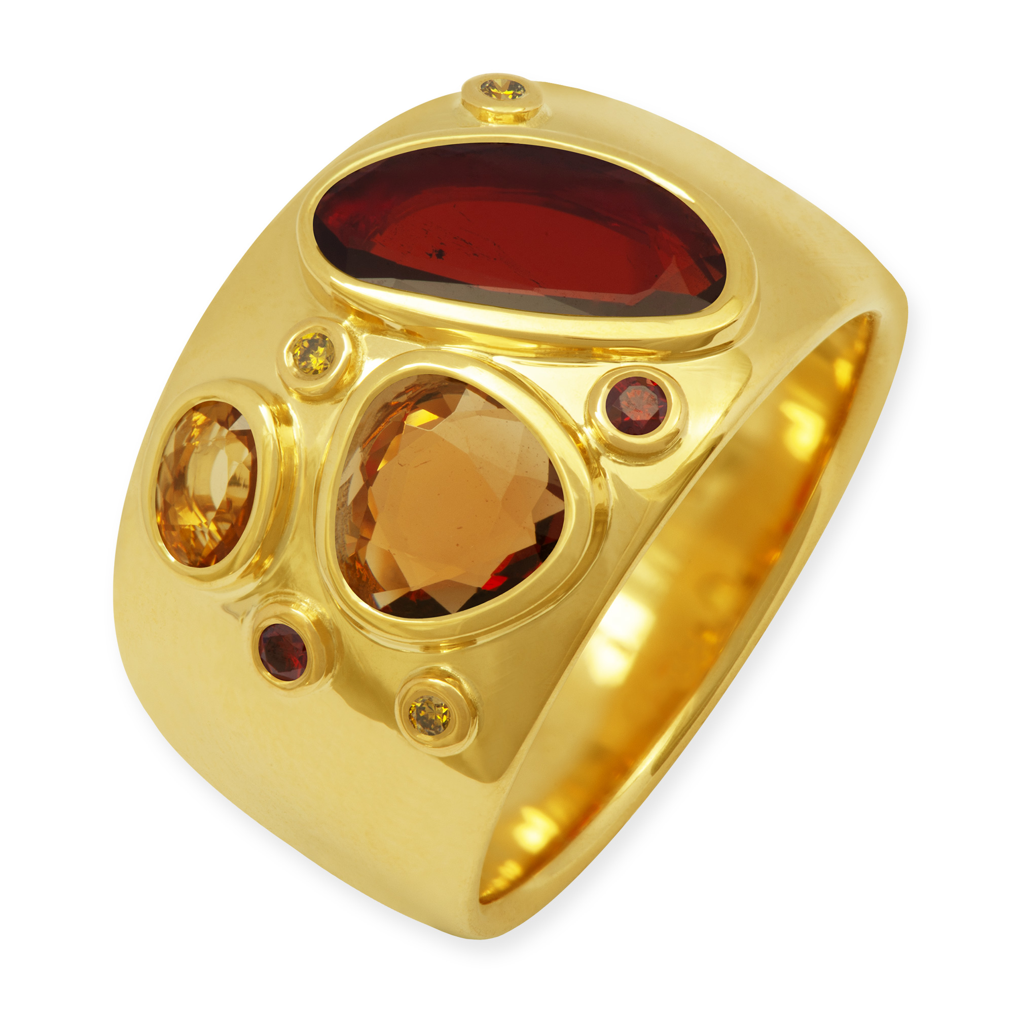LESER Ring- Unikat Granat Saphir 750 Gelbgold