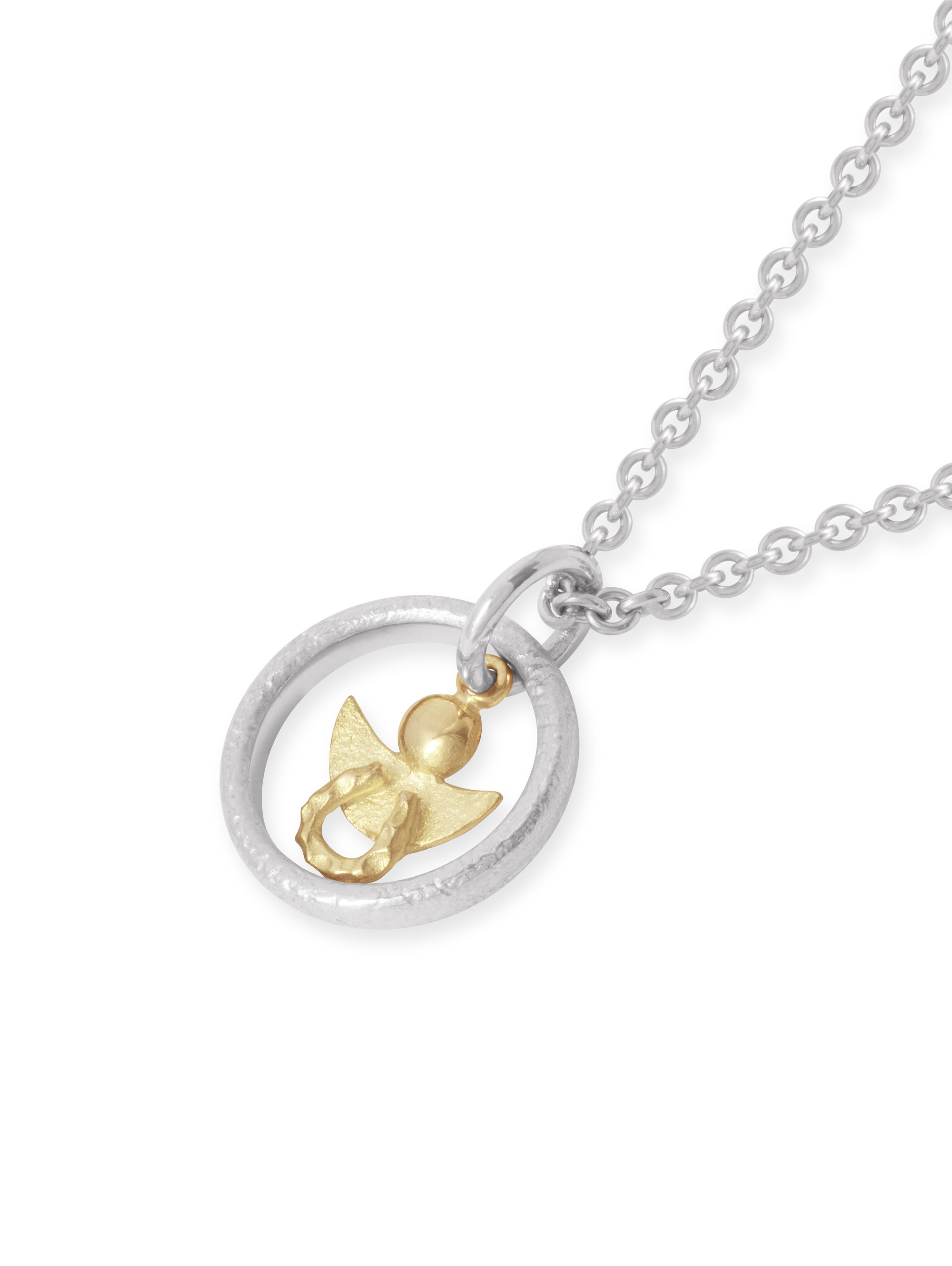 LESER Anhaenger- Taufring Engel 750 Rosegold 750 Weissgold