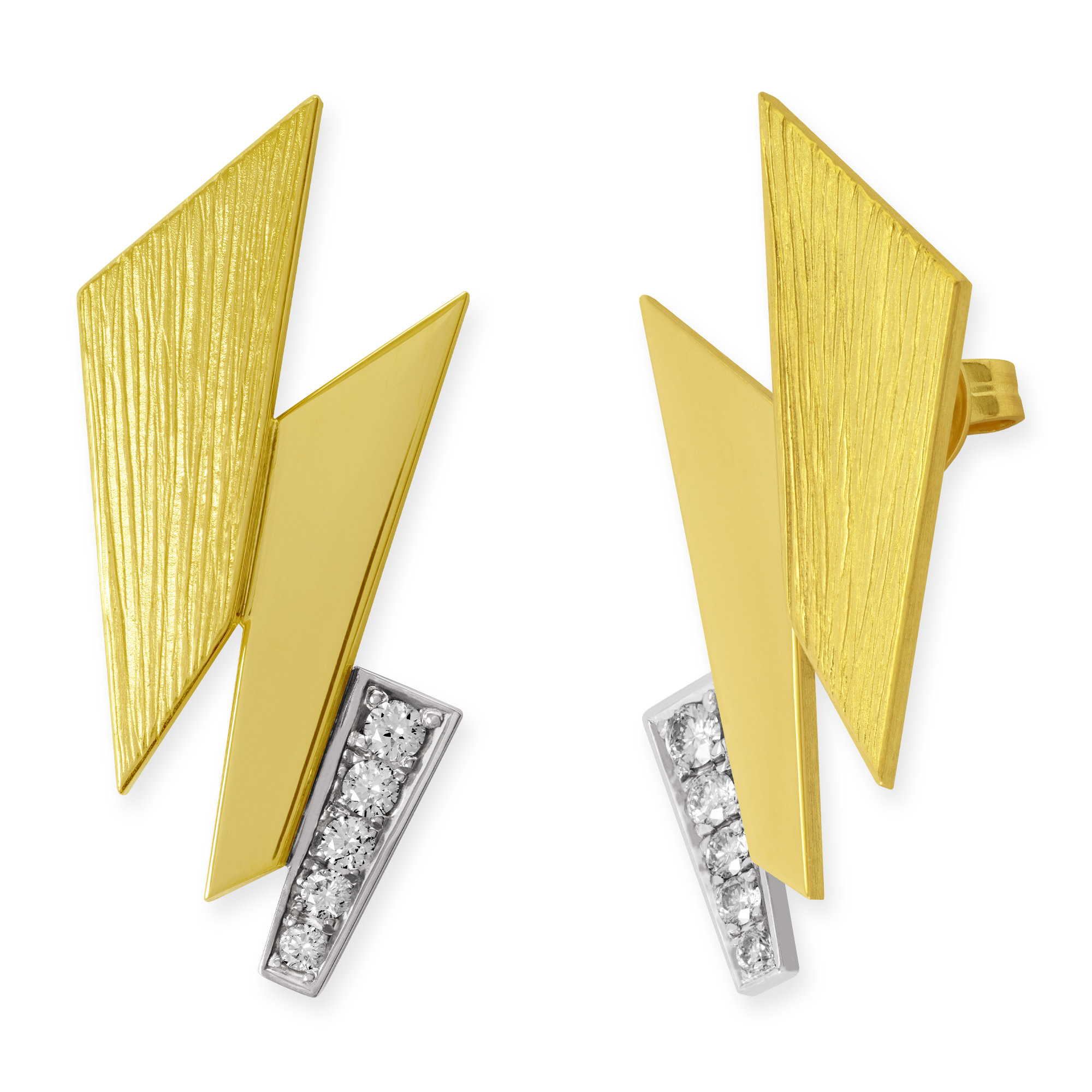 LESER Ohrstecker-Zackzack-Gelbgold-Weissgold-Brillanten-122569