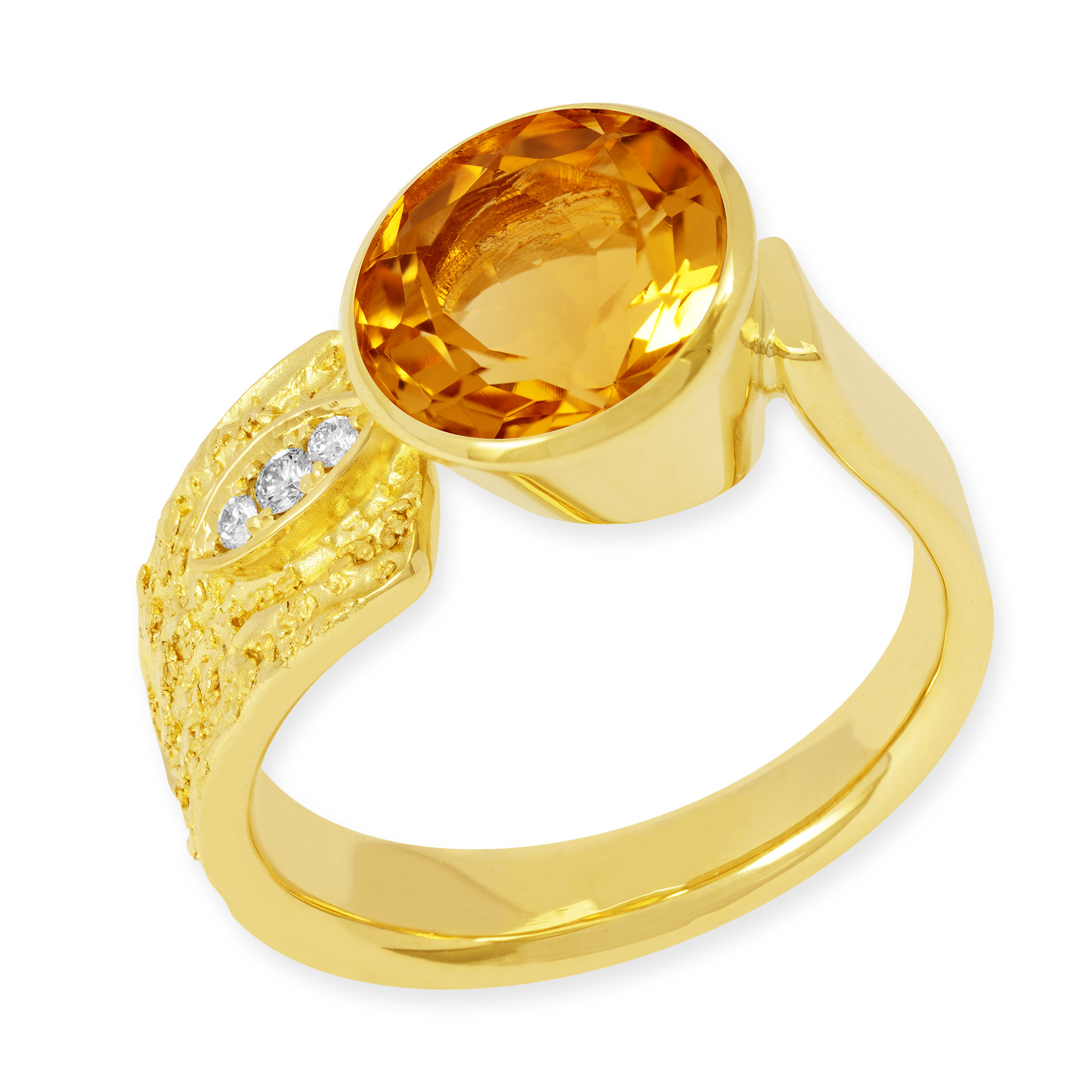 Gelbgold Ring "Albero" mit Citrin und Brillanten