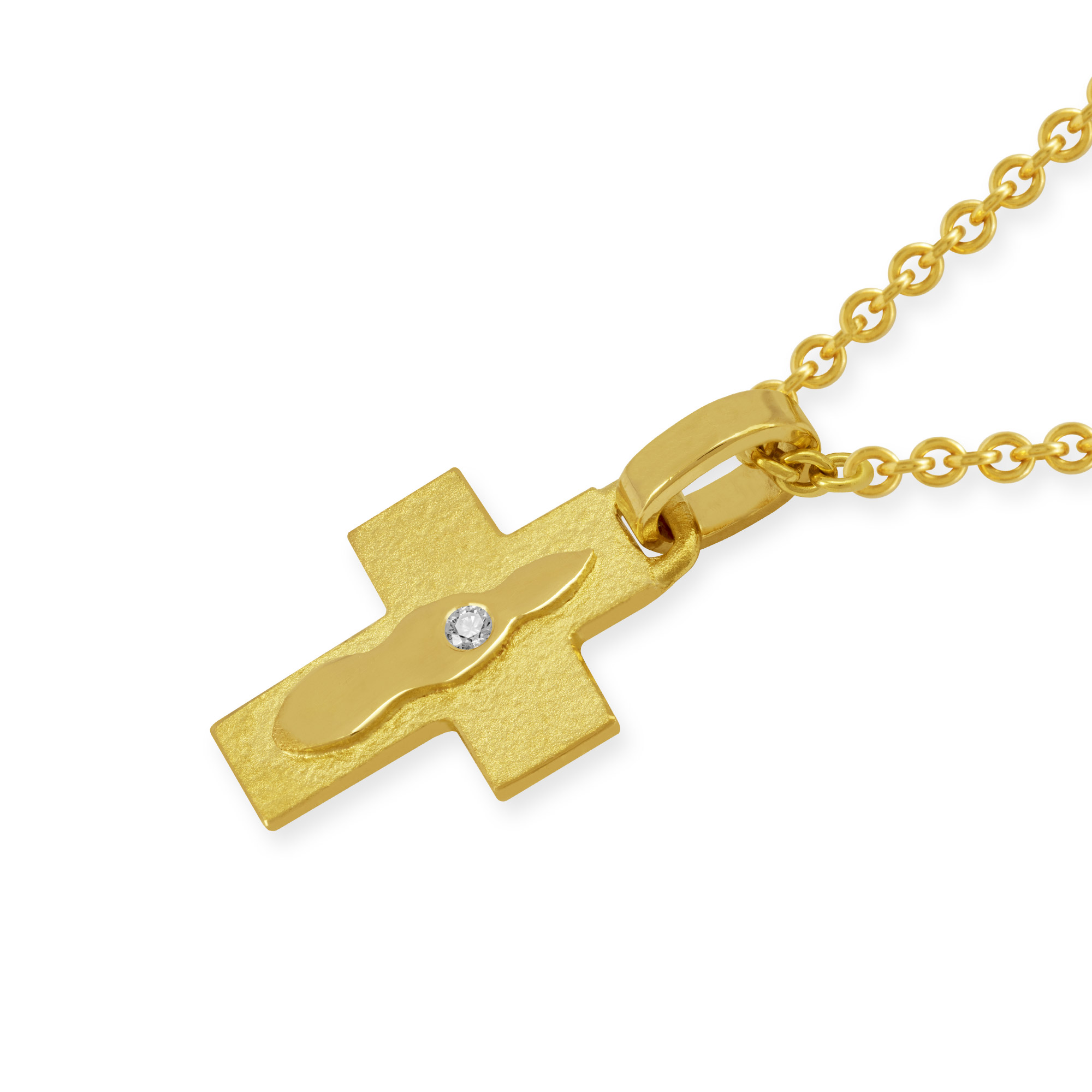 Kreuz aus Gelbgold mit Brillant