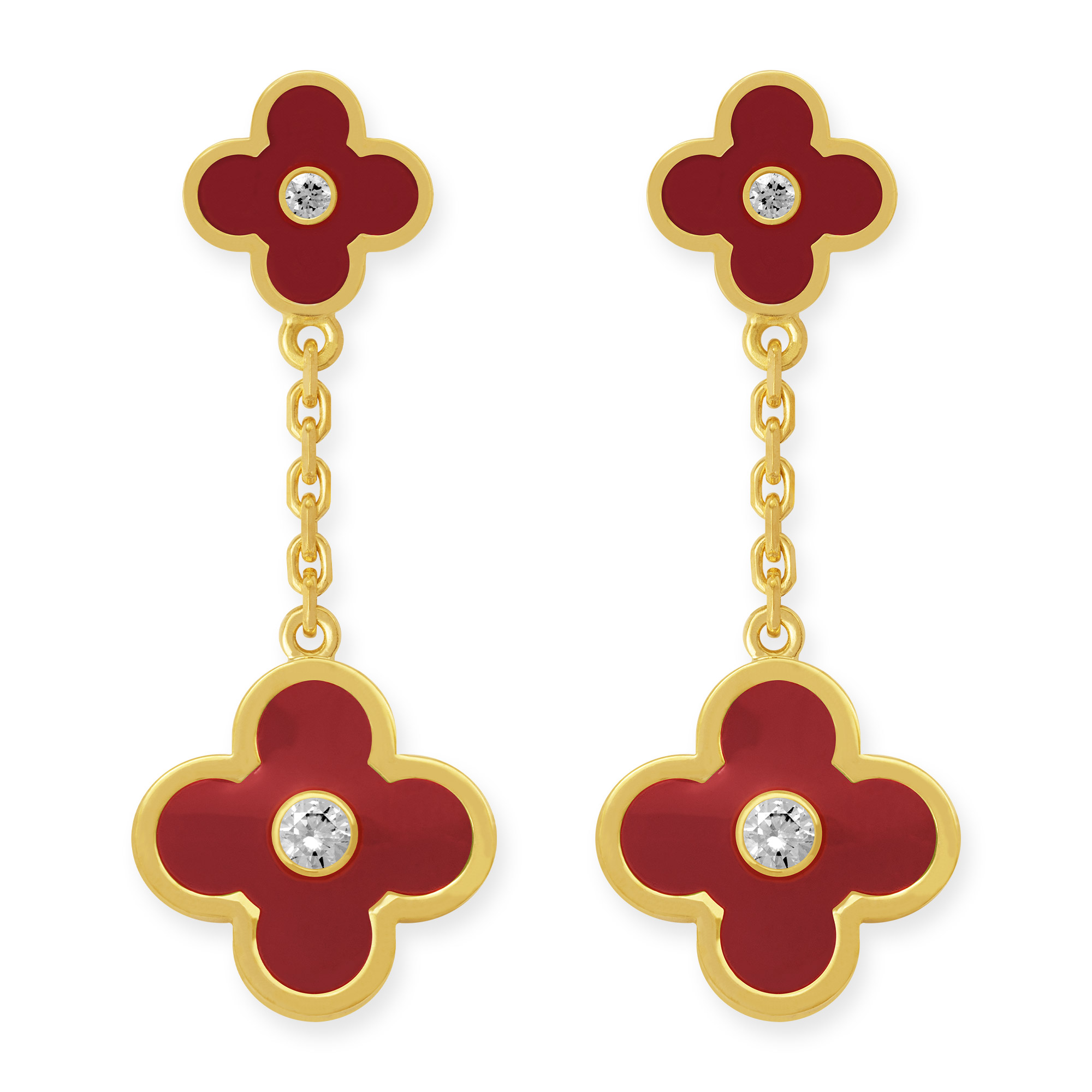 Ohrstecker hängend mit zwei Roten Blumen