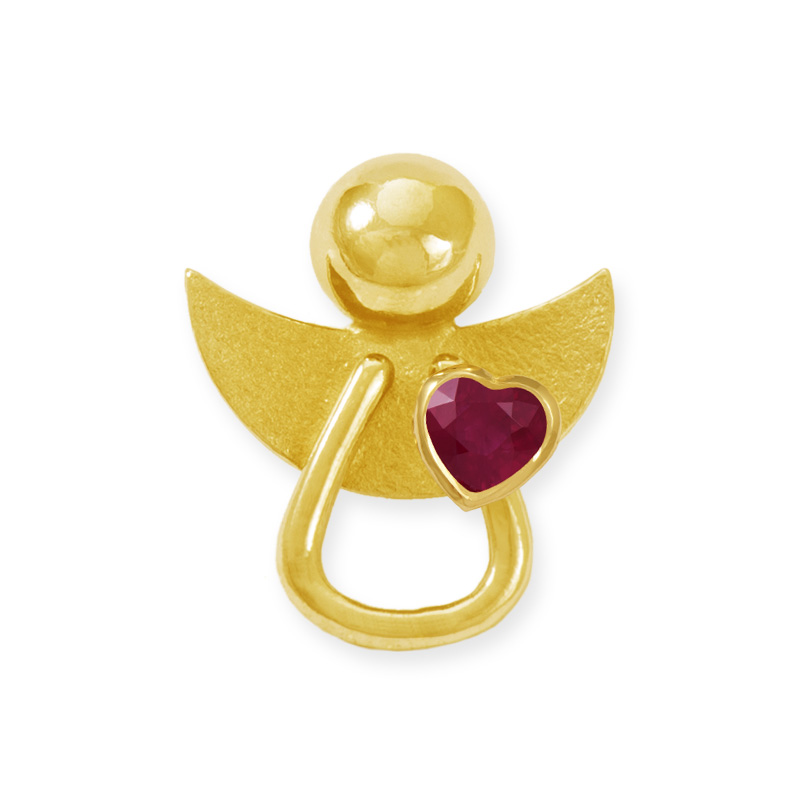 LESER Anhaenger- Engel 750 Gelbgold Rubin