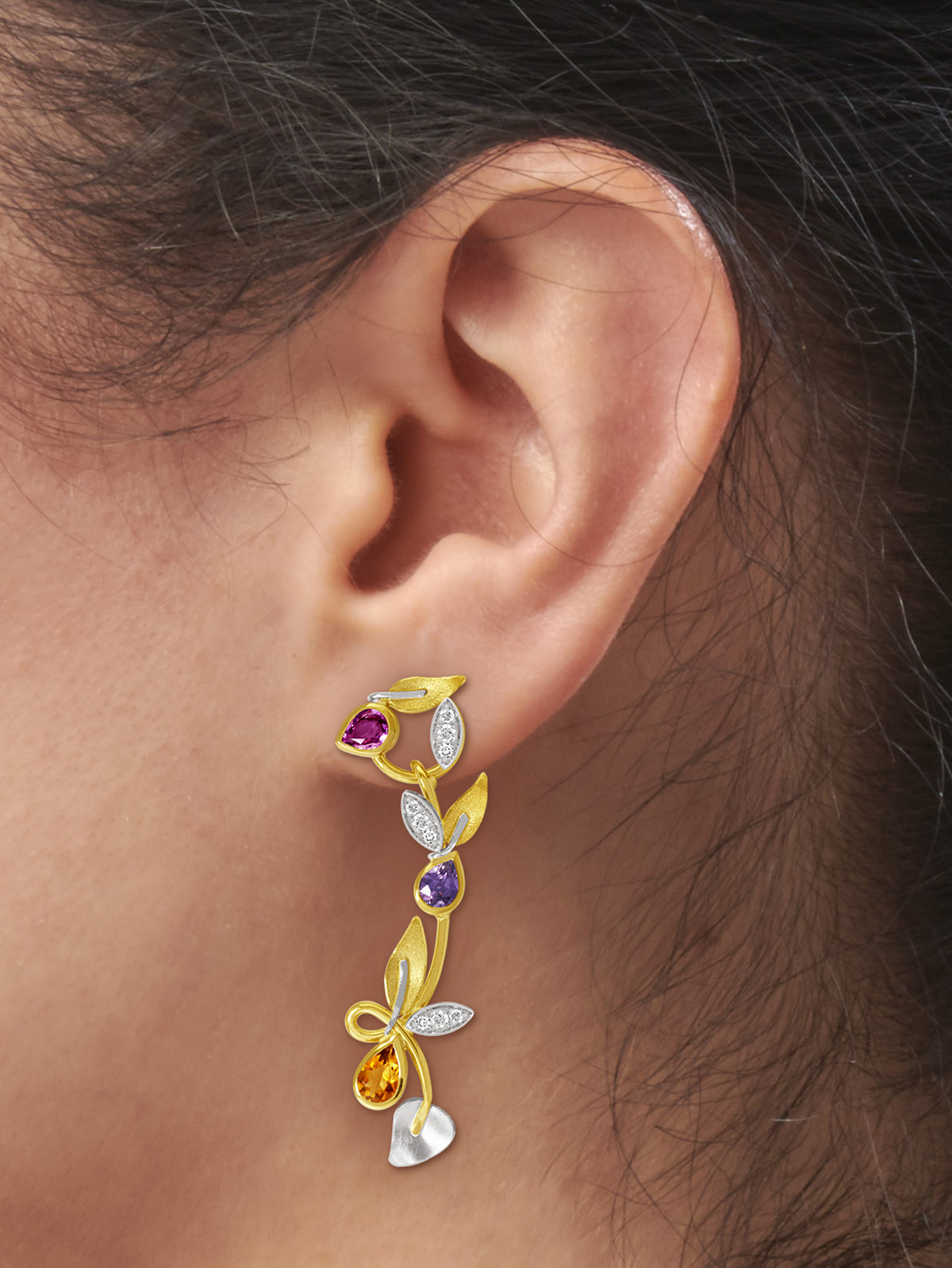 LESER Modelbilder-Ohr-Gelbgold-Saphir-Citrin-Brillanten-122108