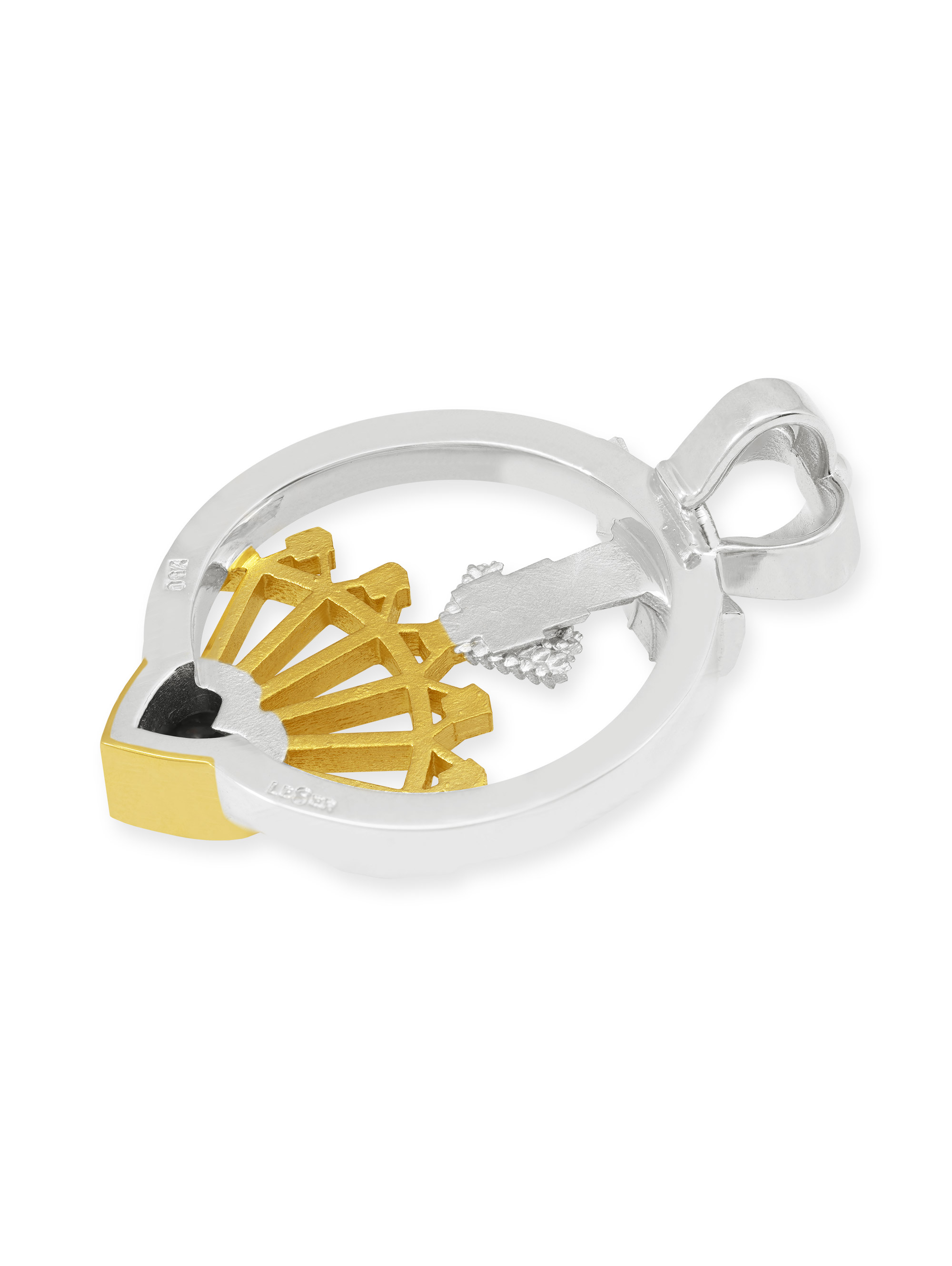 LESER Anhaenger- Stadtschmuck Straubing Volksfest Granat 750 Gelbgold 750 Weissgold