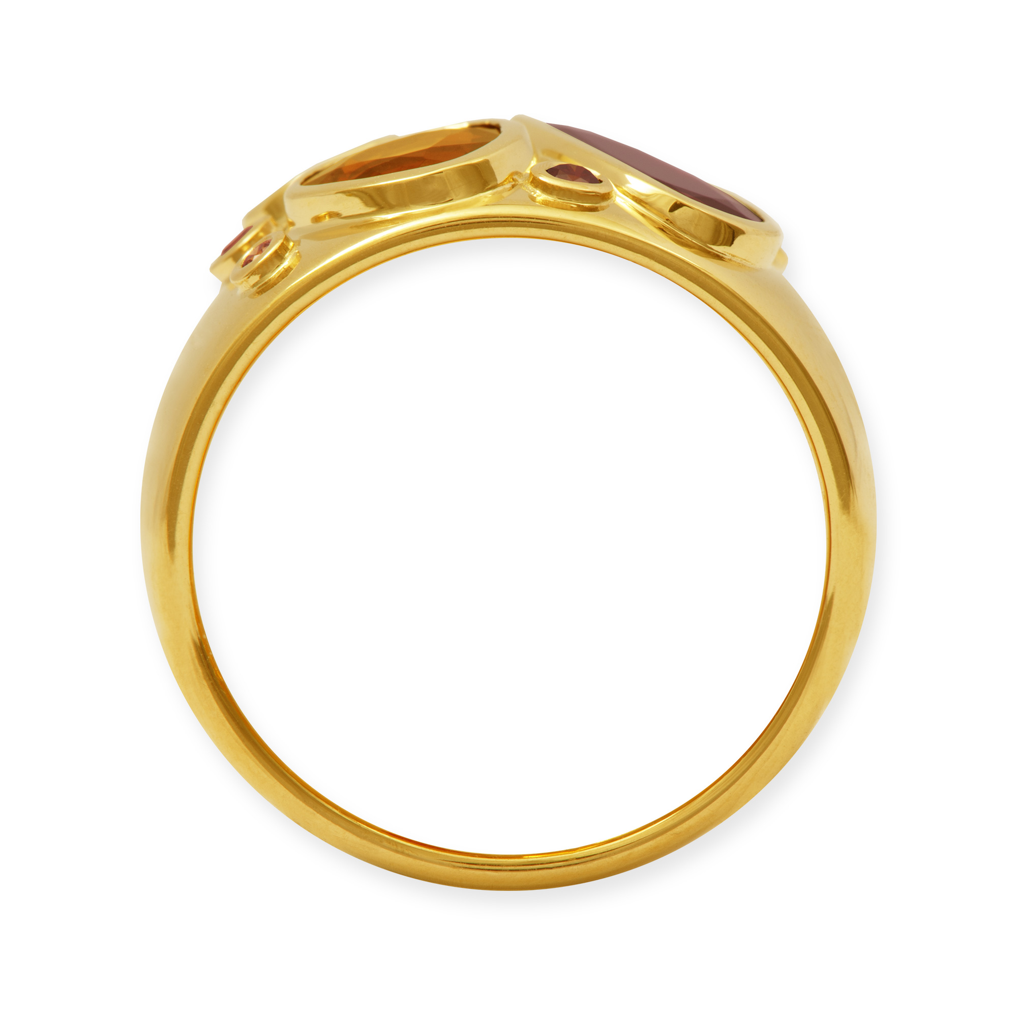 LESER Ring- Unikat Granat Saphir 750 Gelbgold